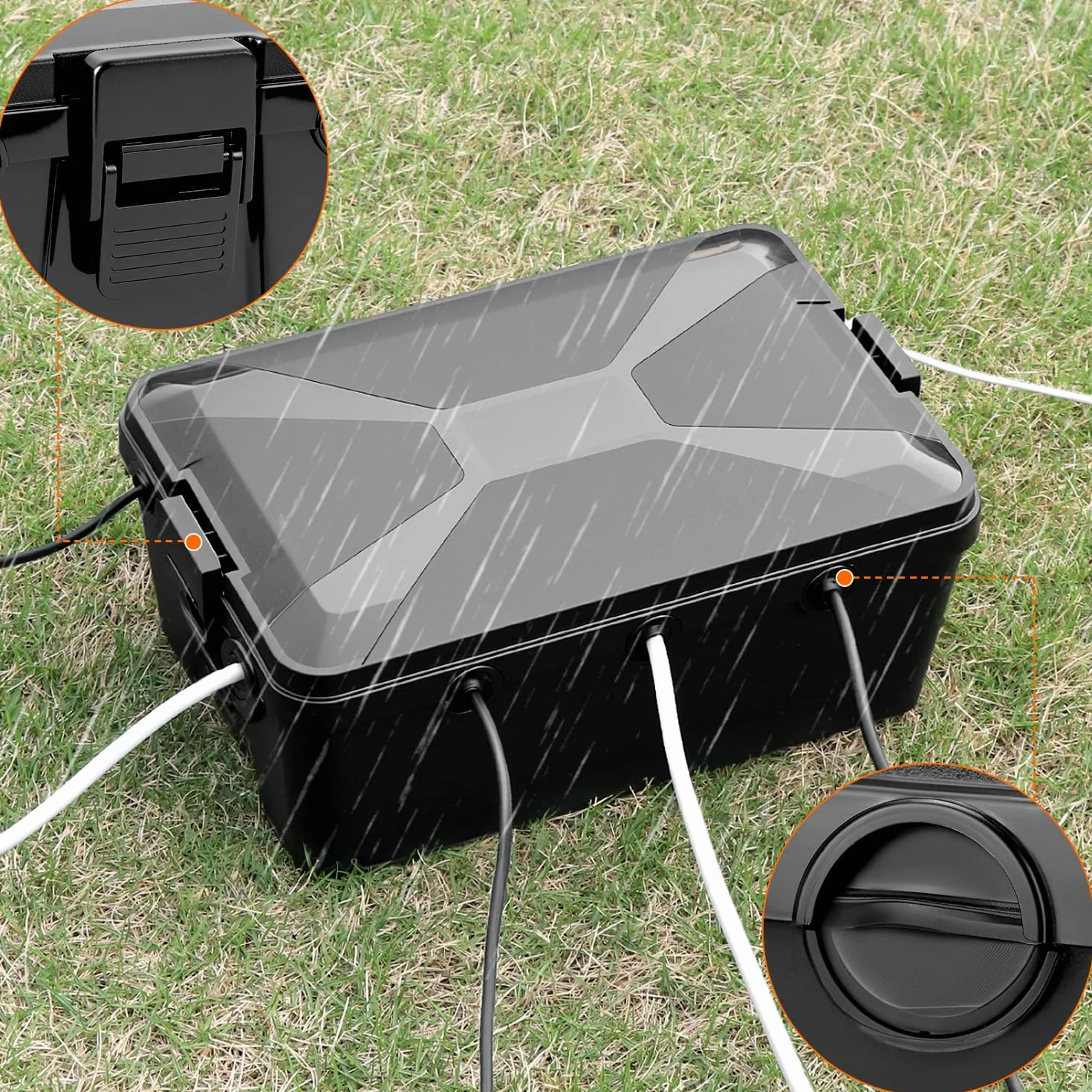 QWORK® Duża zewnętrzna skrzynka elektryczna, wodoodporność IP54, 32 x 21 x 13 cm (12,6 x 8,4 x 5,2 cala), obudowa przedłużacza skrzynki gniazdowej wykonana z wytrzymałego wzmocnionego polipropylenu