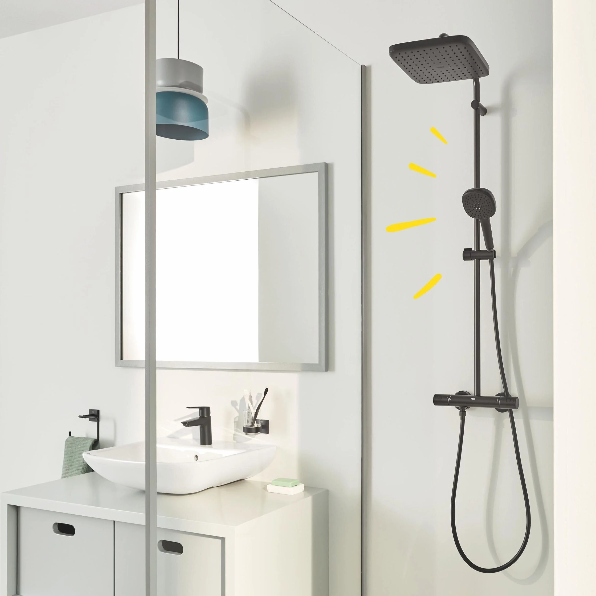 Grohe Vitalio Comfort 250 System Prysznicowy, Czarny, 25 cm