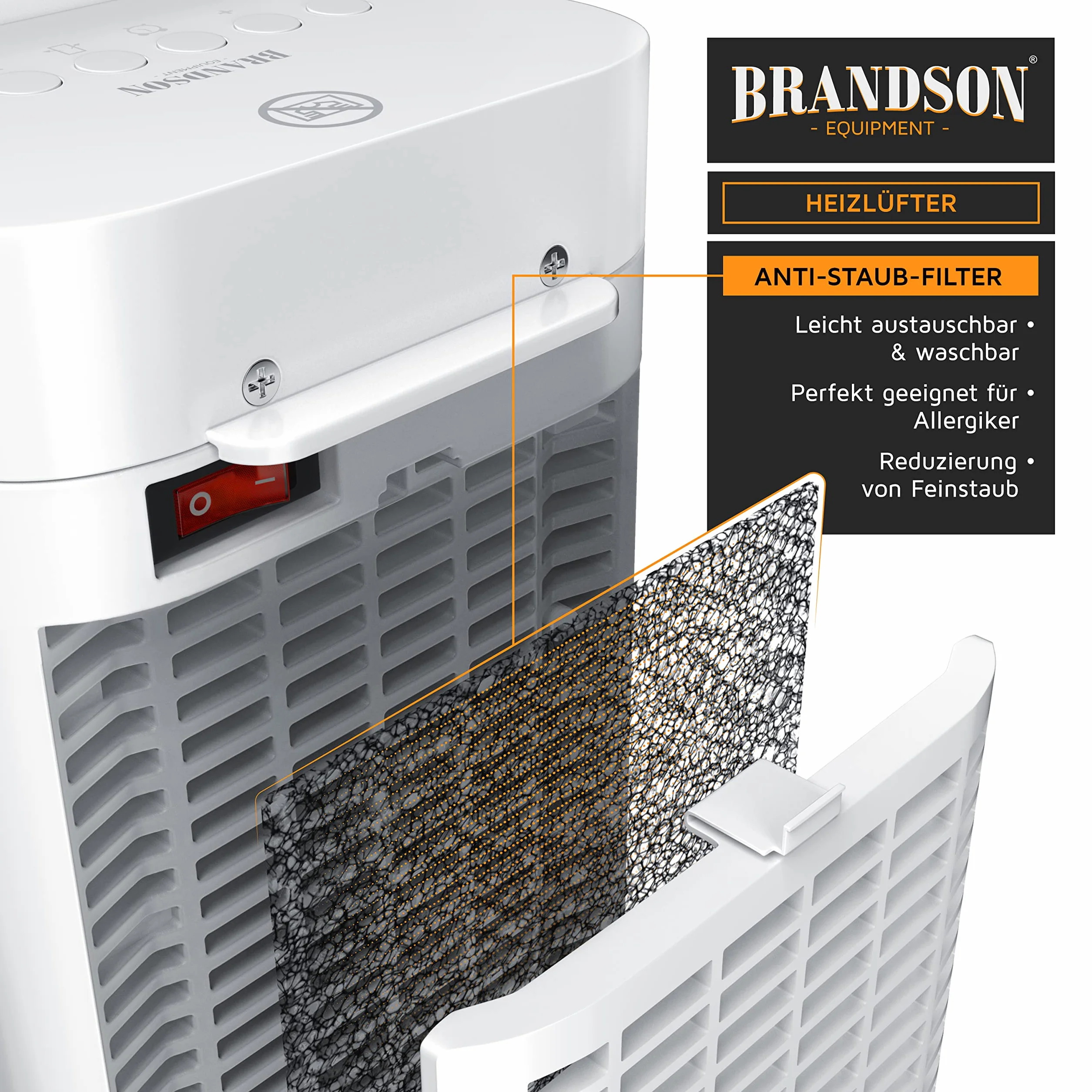 Brandson Ceramiczny Termowentylator z Pilotem Zdalnego Sterowania, 2000W, 42 x 18 x 14 cm