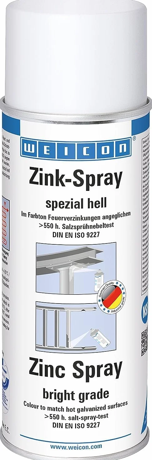 WEICON Spray cynkowy specjalny jasny 400 ml, farba antykorozyjna do powierzchni metalowych, nadaje się do świeżego cynkowania ogniowego