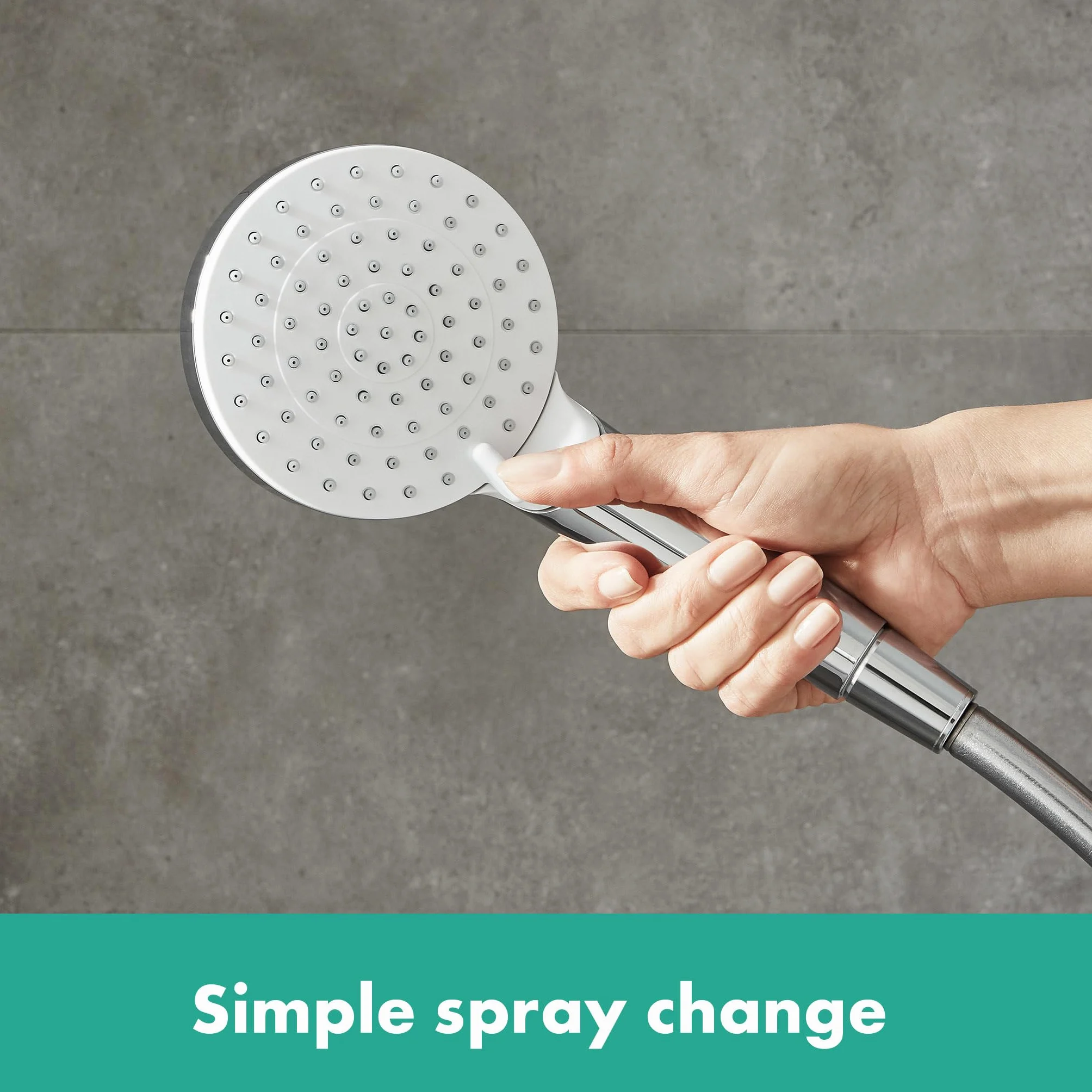 hansgrohe Crometta E - oszczędzający wodę komplet prysznicowy (EcoSmart) z termostatem, zestaw prysznicowy z główką prysznicowa, wąż, szyna i deszczownica kwadratowa (240x240mm), chrom, 27281000