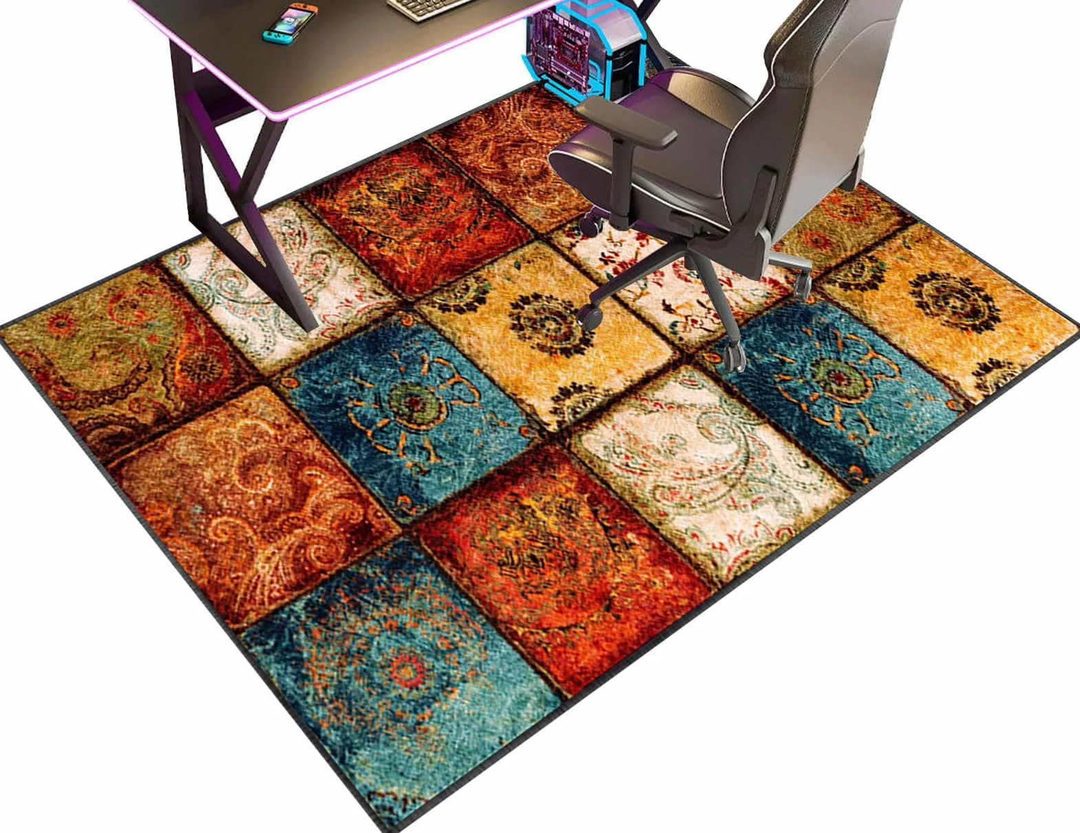 Mata pod krzesło biurowe, 120 x 140 cm, twarda mata ochronna na podłogę, antypoślizgowa, mata pod krzesło na biurko, do gier, komputera, dywan na kółkach, wielofunkcyjne, trwałe maty pod krzesło do