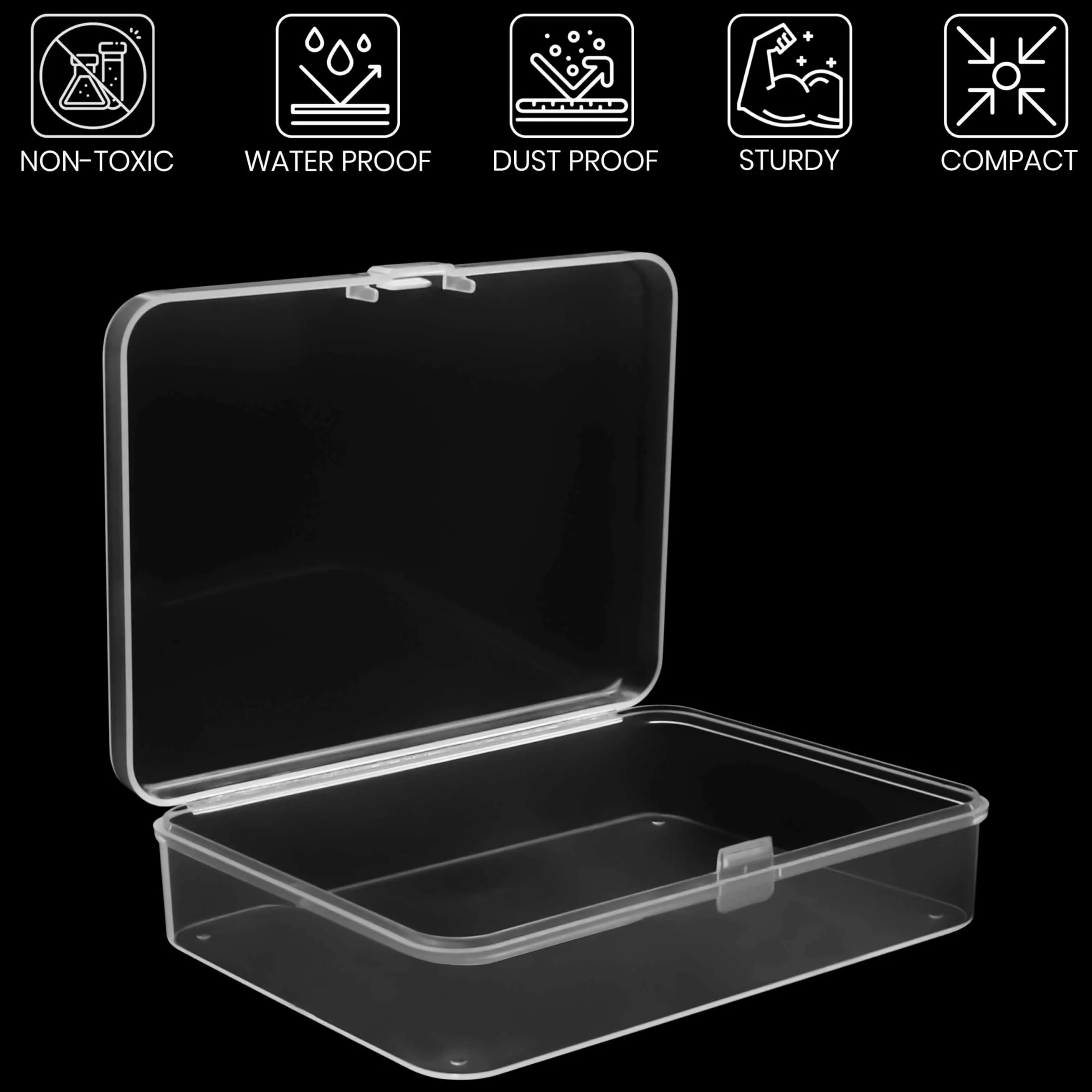 BELLE VOUS 12 małych przezroczystych plastikowych pojemników do przechowywania z pokrywą na zawiasach, 11,2 x 8,3 x 2,8 cm, mini pudełka na tabletki, koraliki, biżuterię i artykuły rzemieślnicze