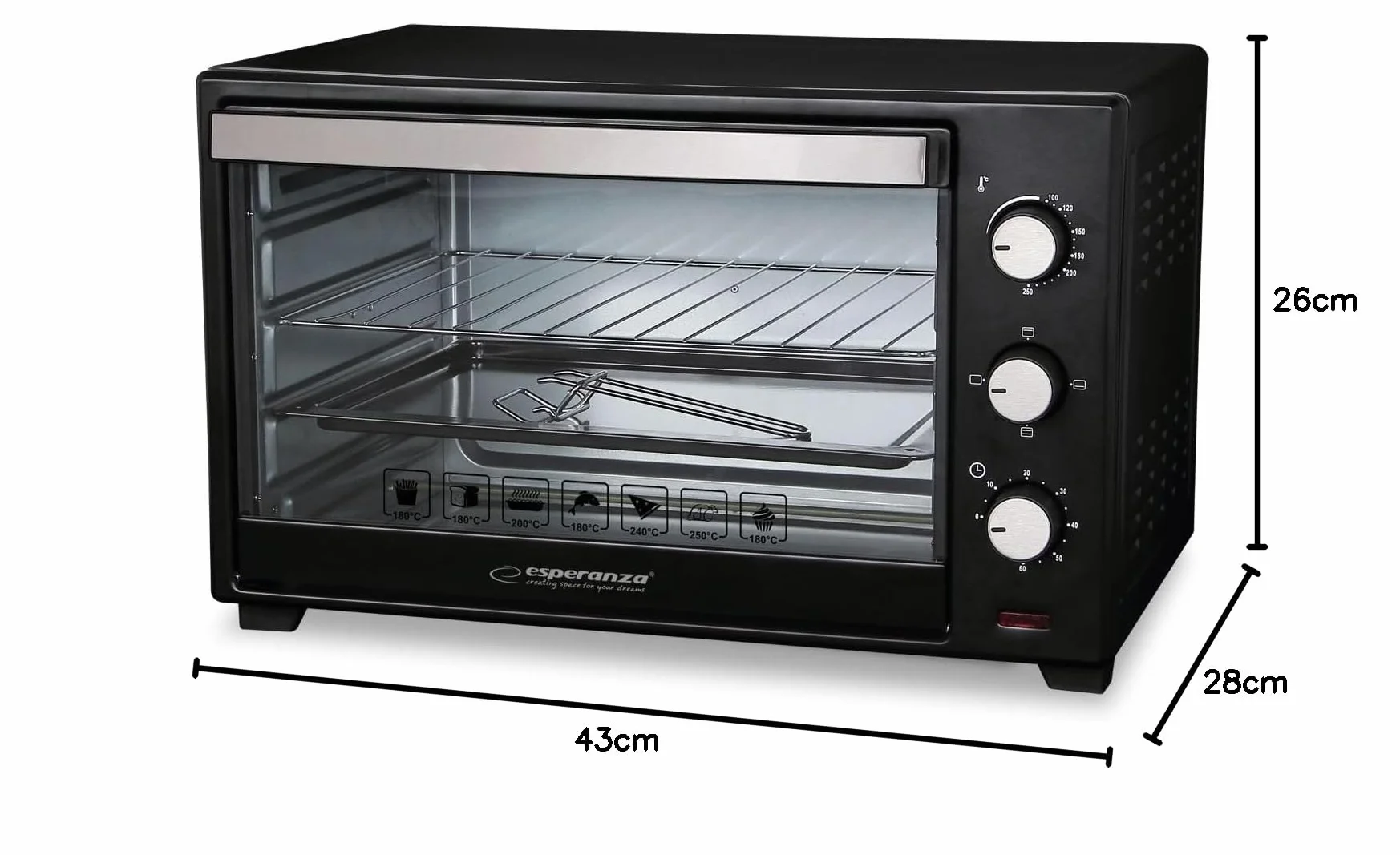 Esperanza EKO008 mini piekarnik, 20 l, 1600 W, czarny