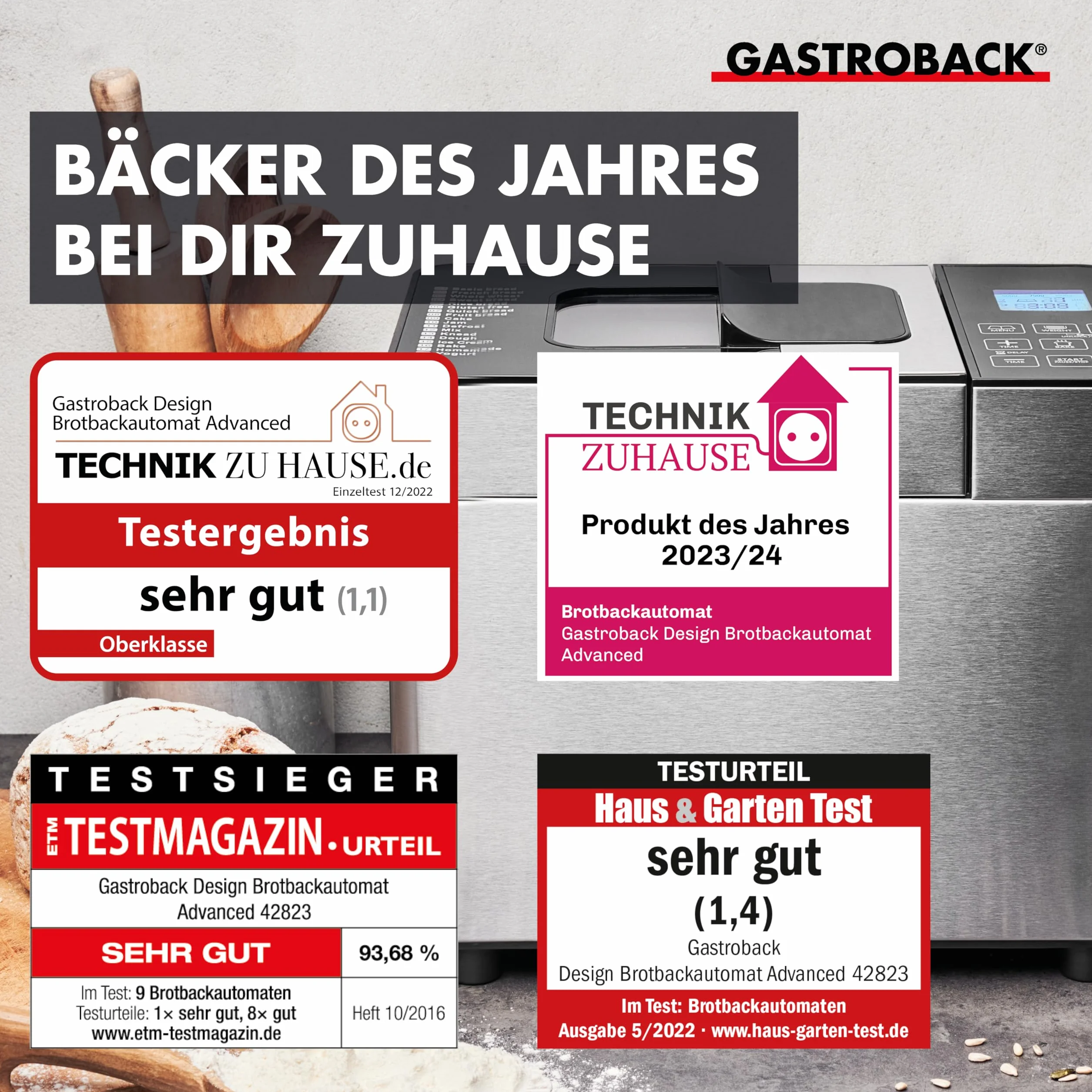 Gastroback Advanced Maszyna do Pieczenia Chleba, Srebrny, ‎34,9 x 22,4 x 29,3 cm; 5,5 kg