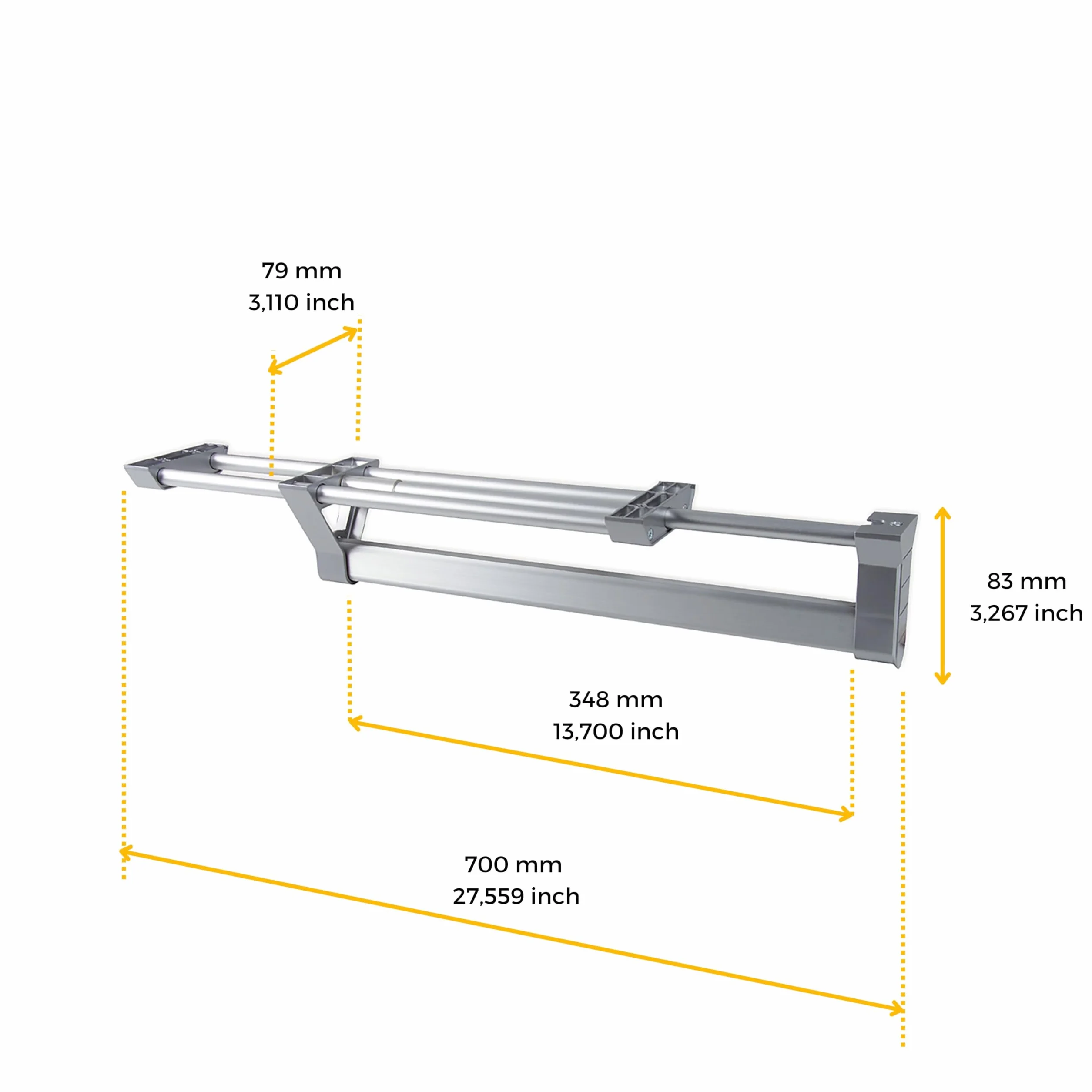 Emuca - Wysuwany wieszak do szafy lub garderoby, 350 mm, Anodyzowany mat, Aluminium