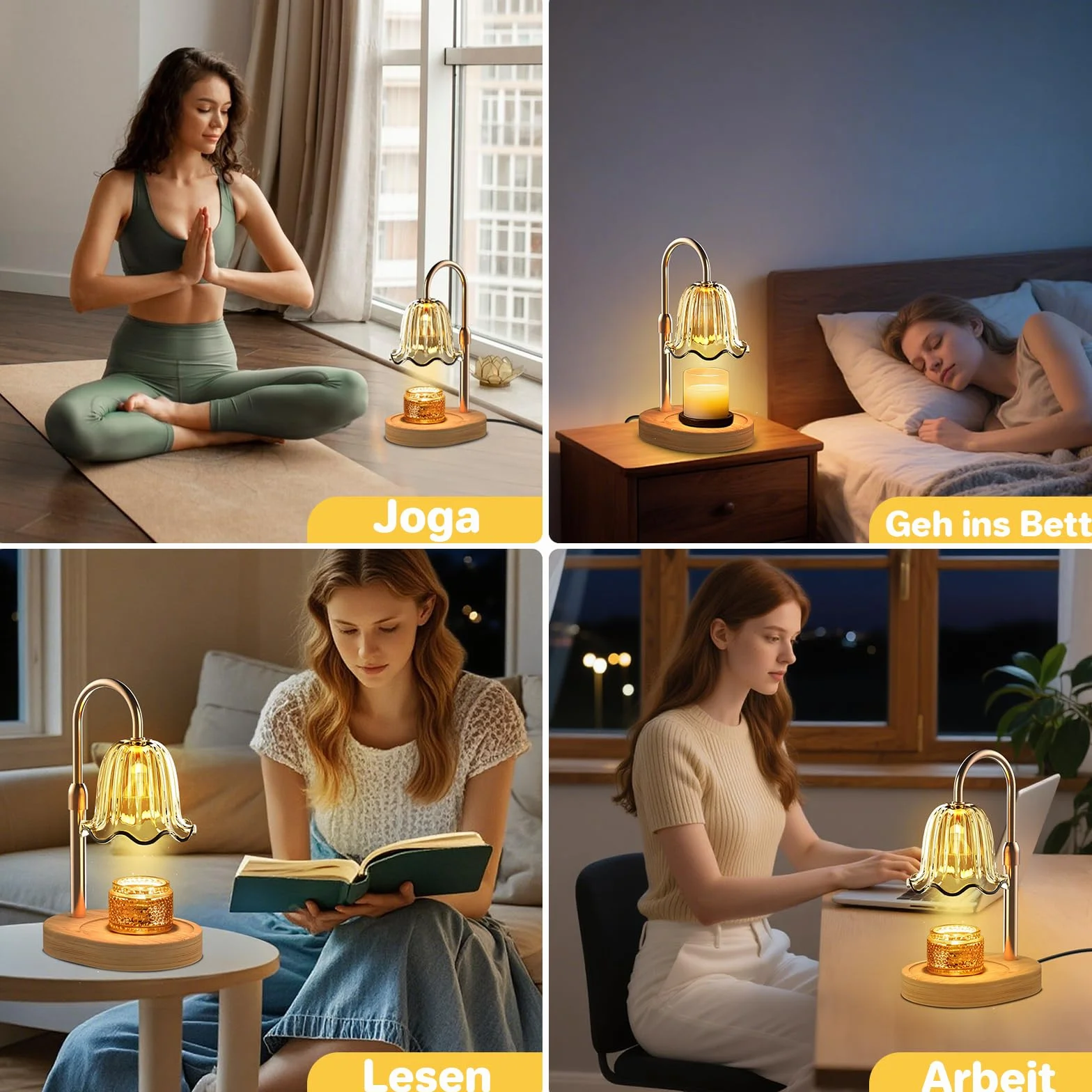 Philorn Podgrzewacz do świec Lampa ze ściemniaczem, timerem i 2 żarówkami, Flower Candle Lamp z regulacją wysokości, Elektryczne światło do podgrzewania świec dla pojemników woskowych, Prezenty
