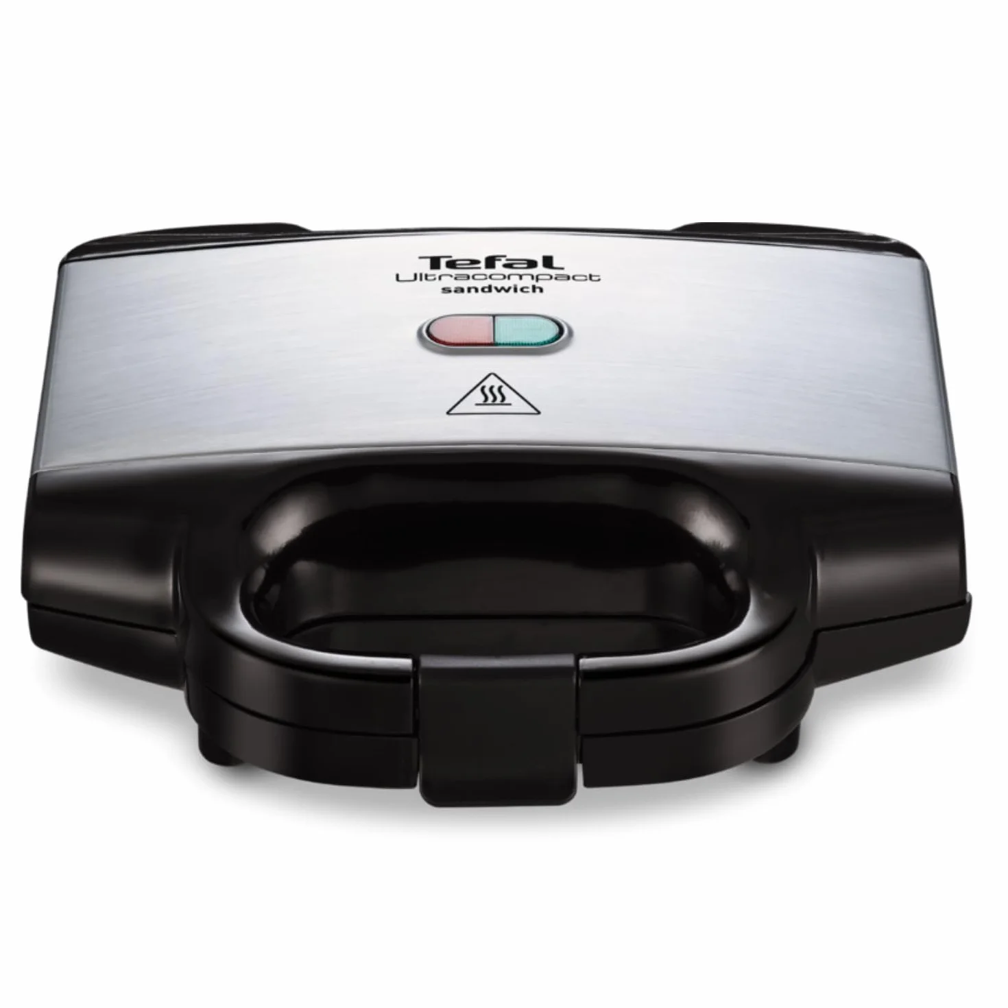 TEFAL SM1552 Ultracompact Opiekacz do Kanapek, wskaźniki świetlne, nieprzywierająca powłoka, kompaktowy design, przechowywanie w pionie, Srebrny/Czarny