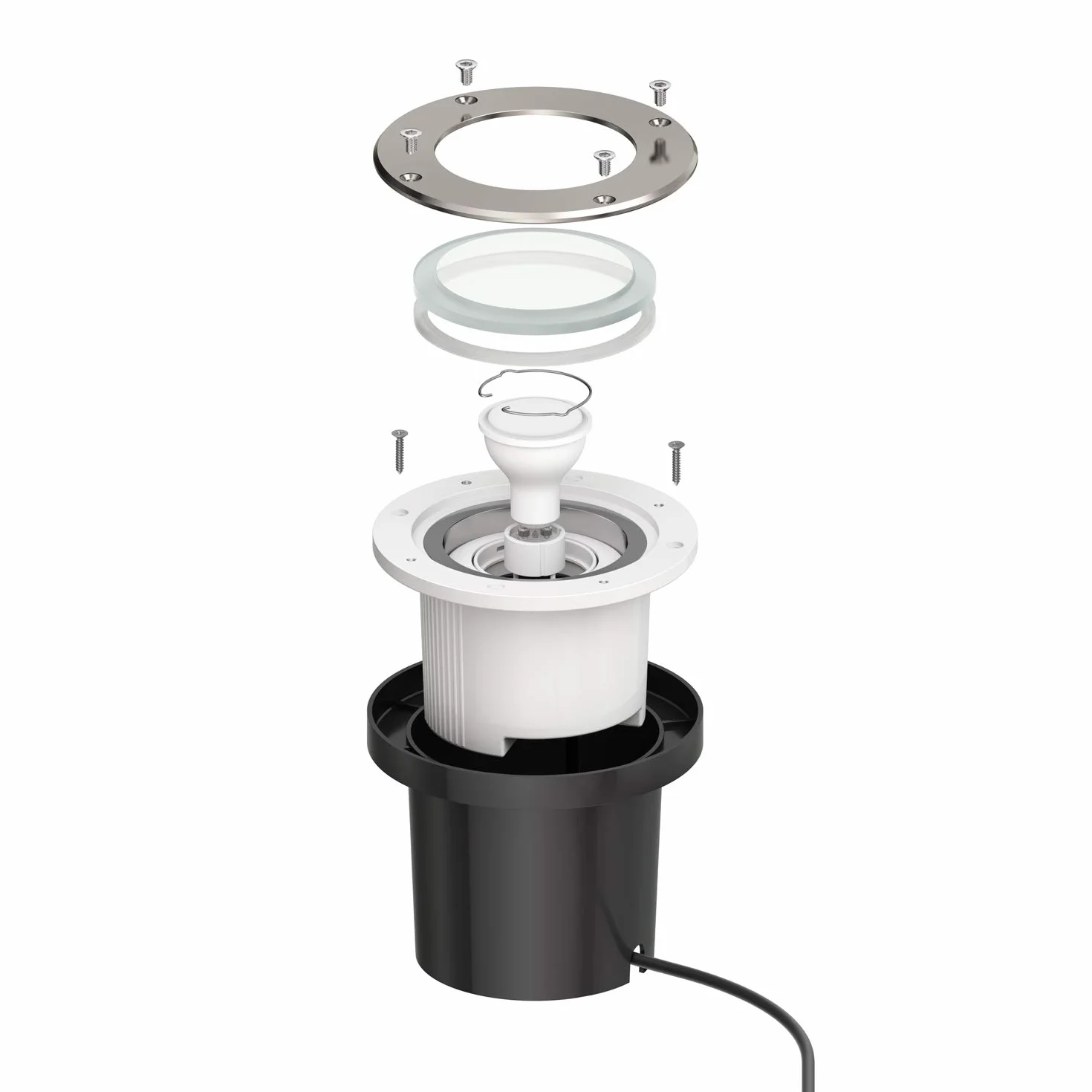 ledscom.de Oprawa wpuszczana w ziemię BOFU do zastosowań zewnętrznych obrotowa stal nierdzewna okrągła IP67 150mm Ø w zestawie lampa LED 5,473W 468lm 30° ciepła biel