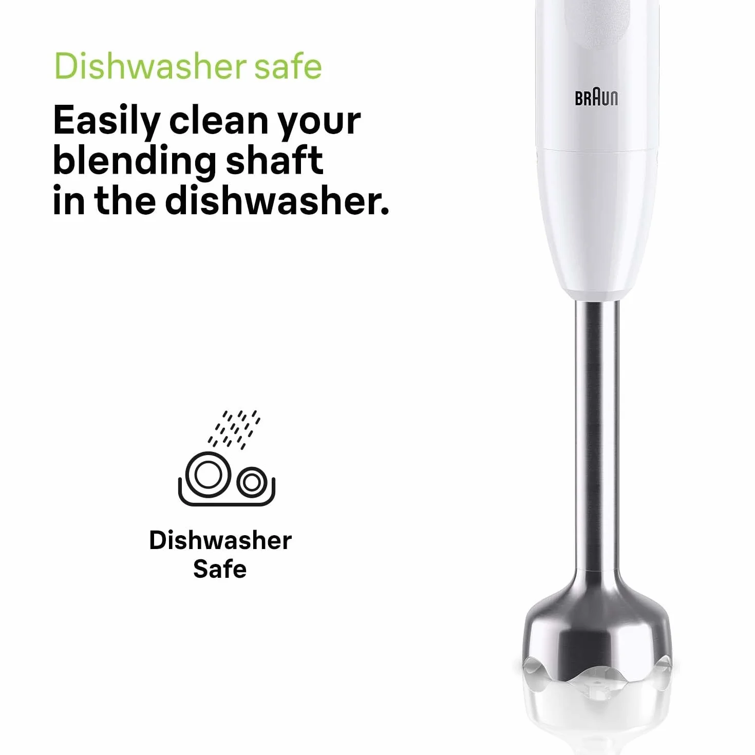 Braun MQ10.001M MultiQuick 1 blender ręczny – bardzo lekki blender z podstawą ze stali nierdzewnej i systemem EasyTwist, w zestawie kubek do miksowania i miarki 600 ml, 450 W, biały