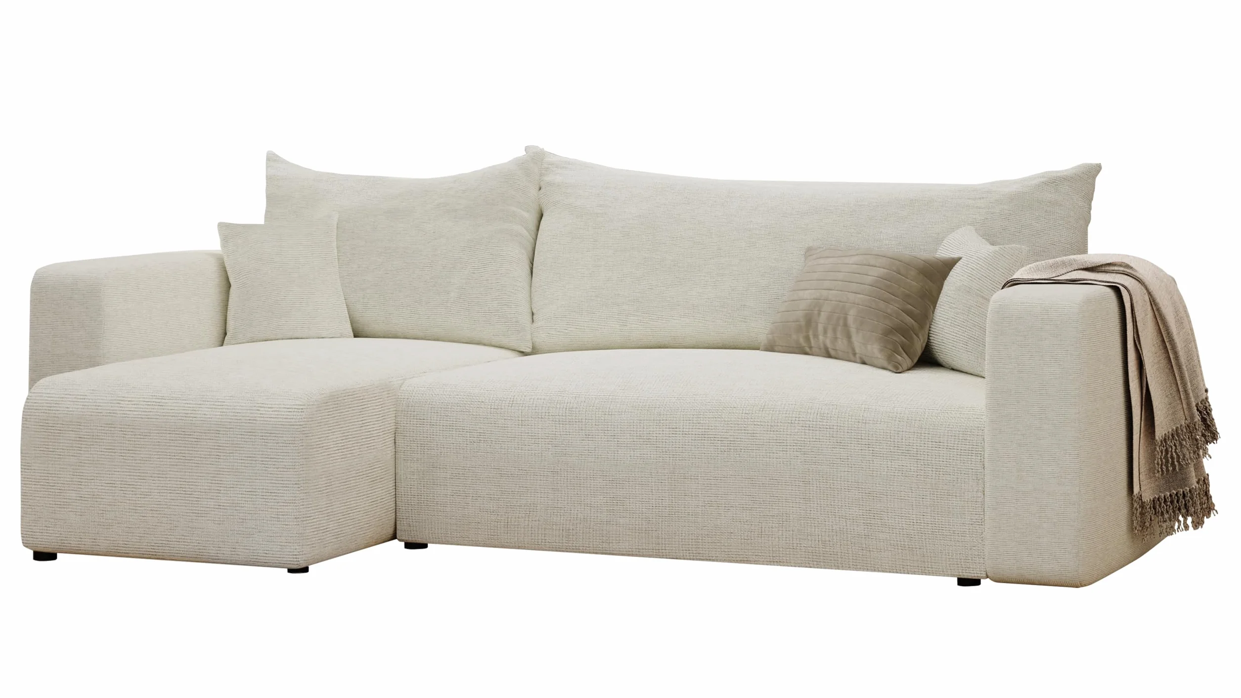 GREKPOL Sofa z funkcją spania, 145 x 248 cm, 3-osobowa, narożnik ze skrzynią na pościel, sofa do spania, do salonu