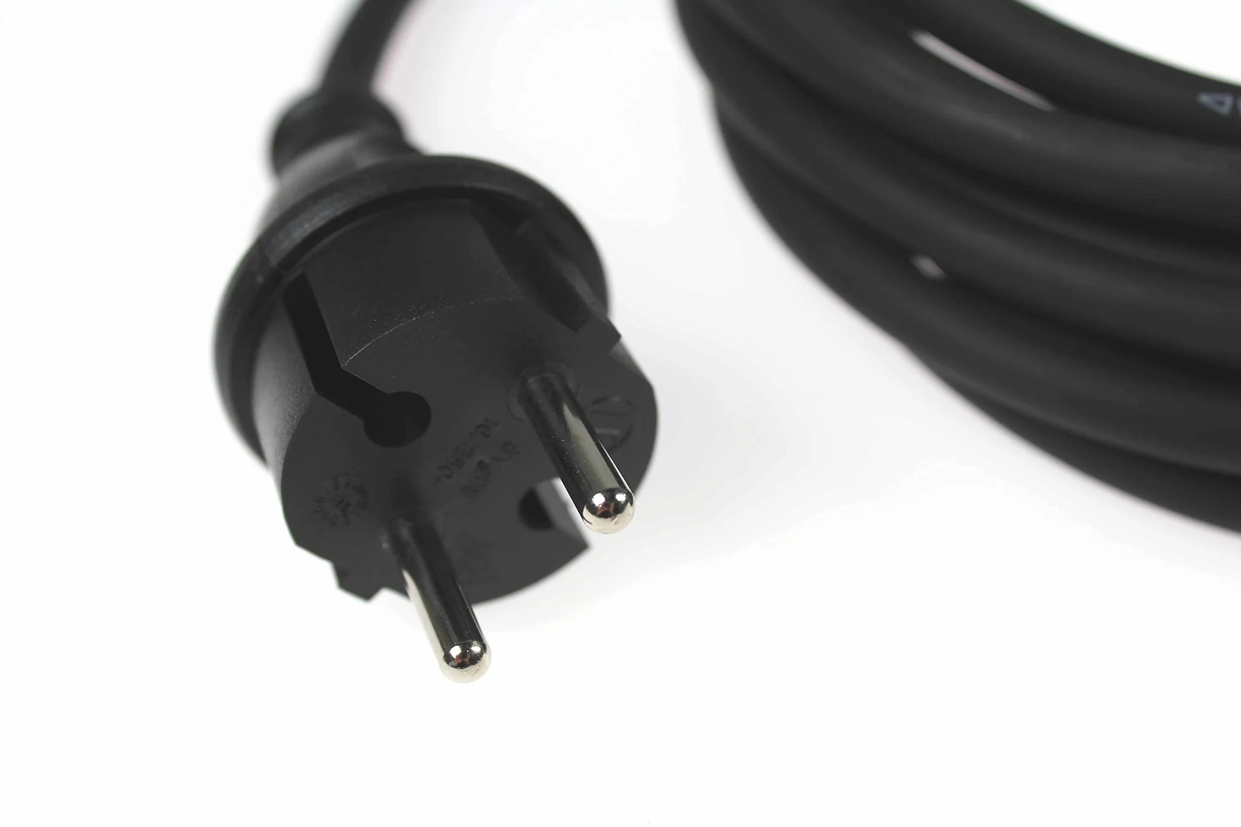 as - Schwabe Bohrmaschinen-Anschlussleitung, 5 m Gummi-Anschlussleitung H05RN-F 2x1,0mm², Konturenstecker mit Leitung, Adapter-Kabel mit Aderendhülsen, 230V, 16A, IP44, schwarz, 70530