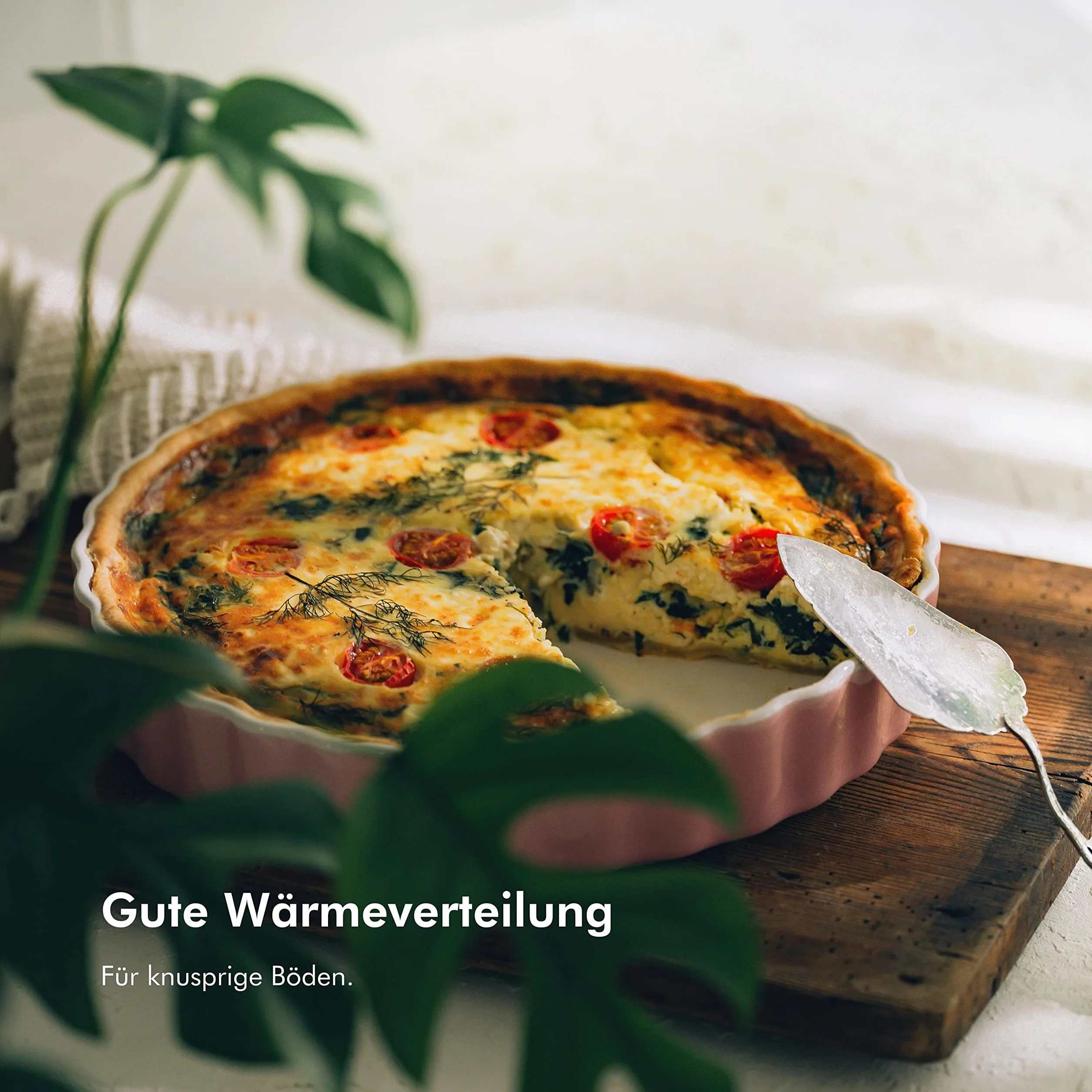 KIVY Ceramiczna forma do quiche i tarty – 28 cm, różowa, nieprzywierająca, okrągła, 1,76 kg, nadaje się do piekarnika i zmywarki