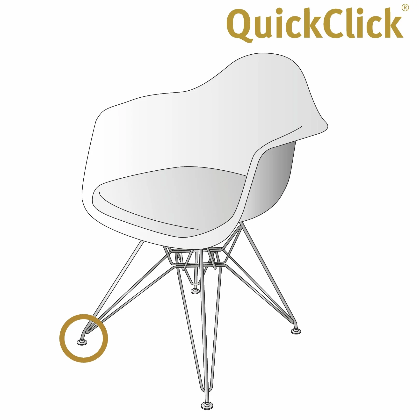 Wagner QuickClick® ślizgacze z tworzywa sztucznego – zestaw 4 nakładanych podstawek i 4 wymienne wkładki ślizgowe – tworzywo sztuczne Hyper – Ø 30 do krzeseł Vitra DSR DAR DKR – Made in DE – 16780100