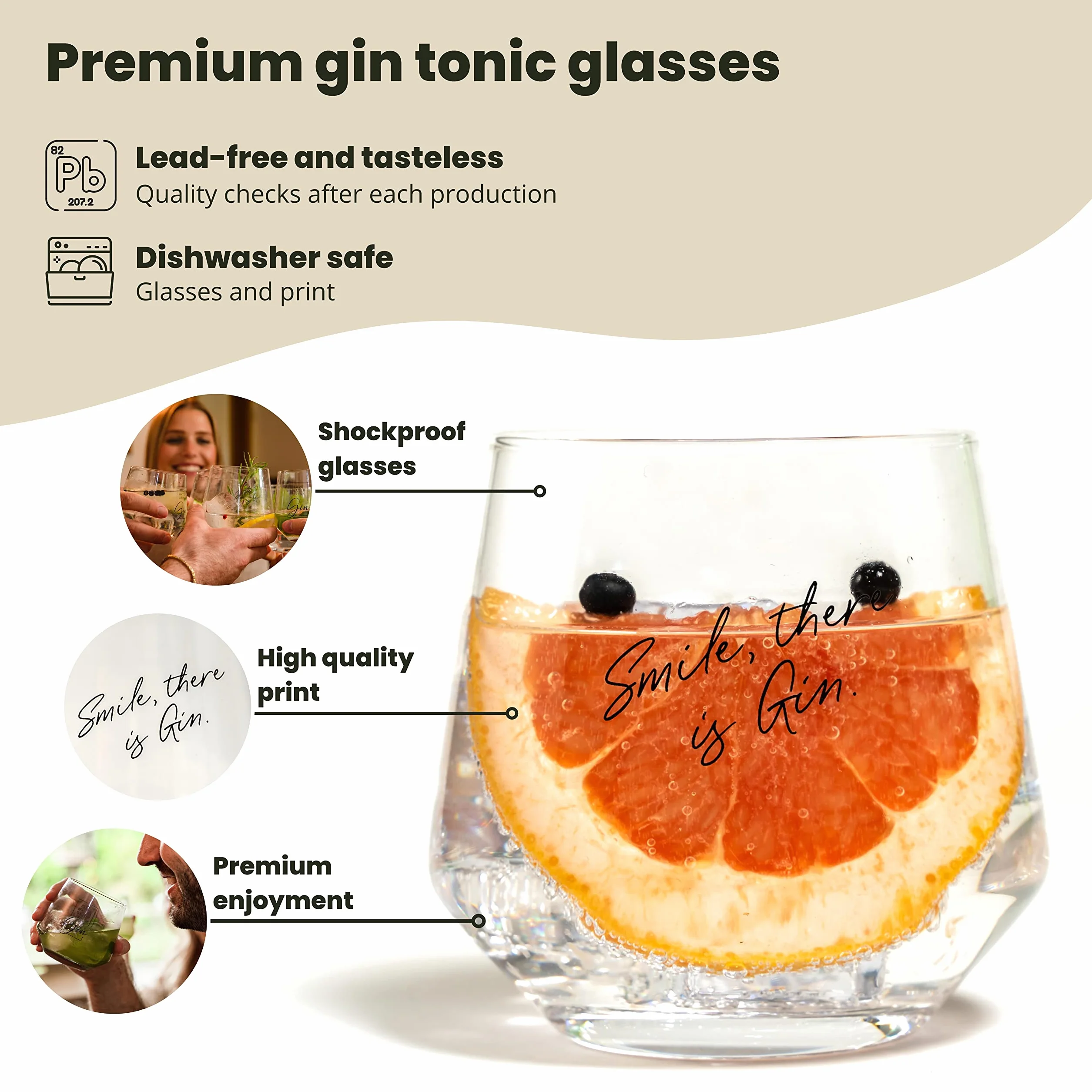 Kieliszki do Ginu - Zestaw 2 Szt. z Typowymi Sentencjami | 2 x 400 ml | Nadają Się do Dużych Kostek Lodu | Mycia w Zmywarce | Pomysł na Prezent