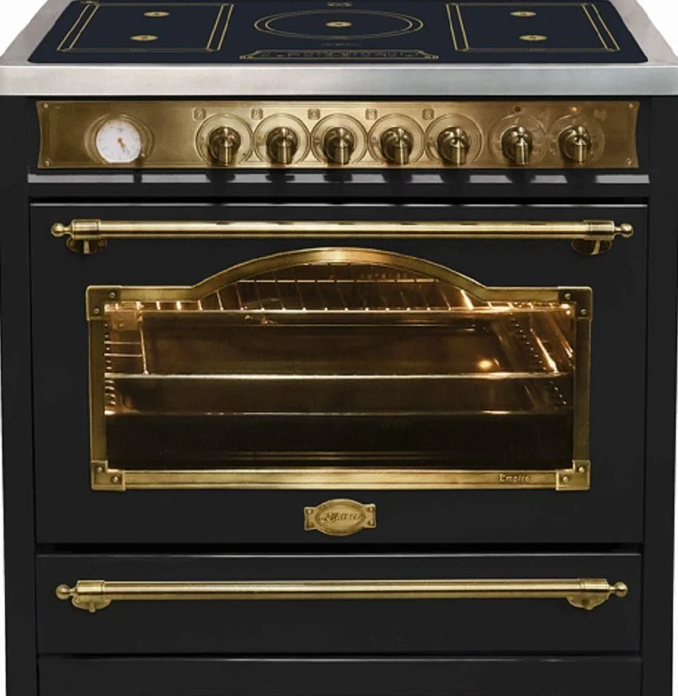 KAISER Kuchenka indukcyjna HC 93655 IEm, elektryczna kuchenka stojąca 90 cm/Kaiser Empire Black/Multi 8 wielofunkcyjny piekarnik elektryczny z płytą indukcyjną