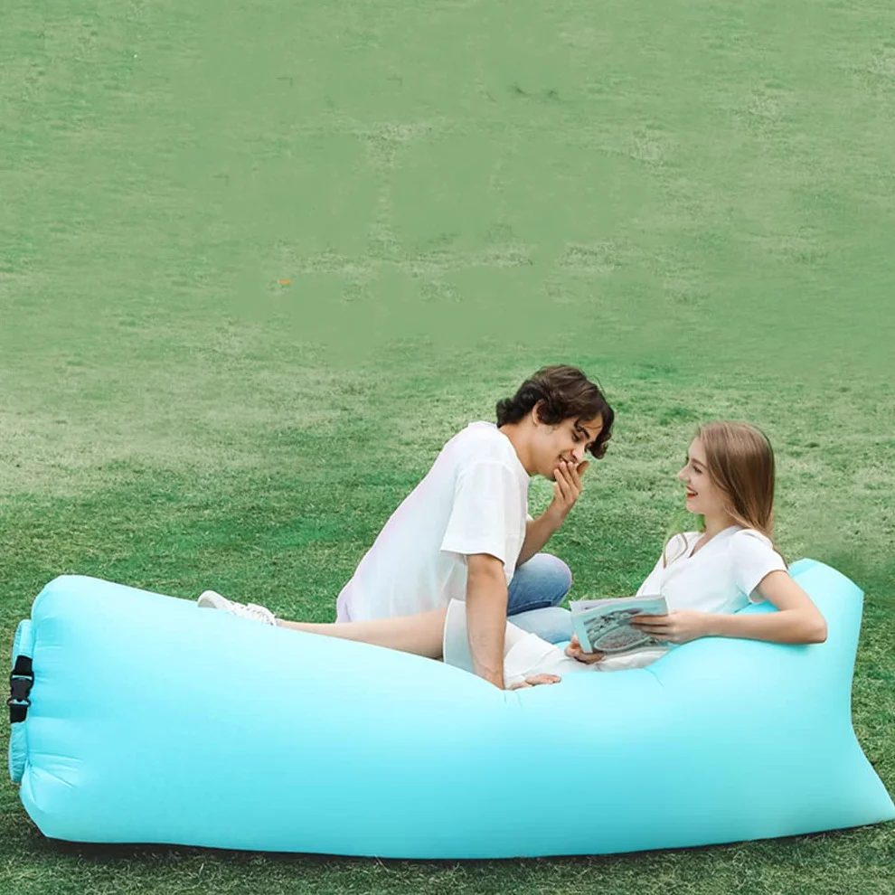 TURIM Nadmuchiwana sofa, sofa powietrzna z przenośnym pakietem, przenośna leżanka na kemping, plażę, do parku, na plażę
