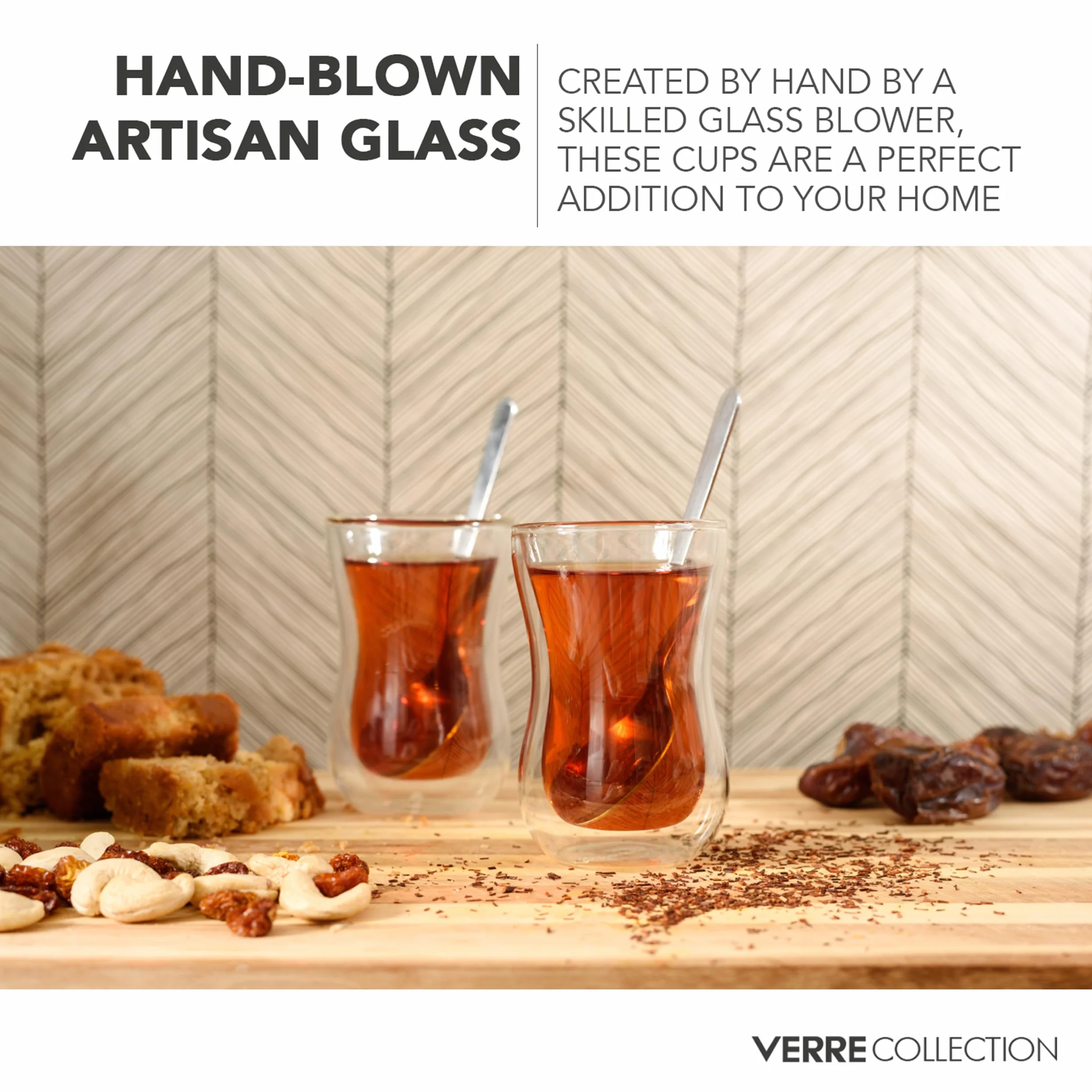 Verre Collection Tureckie kubki do herbaty, podwójne ścianki, 120 ml, zestaw 2 szt., turecki zestaw do herbaty, izolowane, szklane kubki do herbaty, odporne na wysokie temperatury