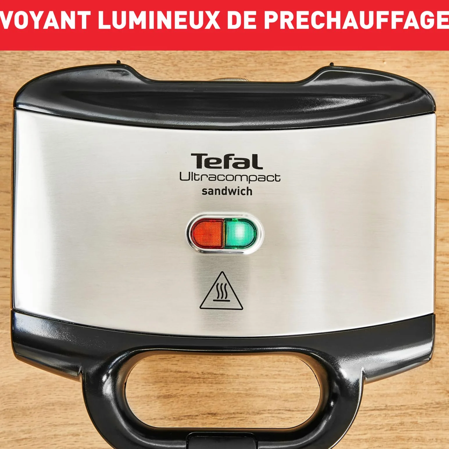 TEFAL SM1552 Ultracompact Opiekacz do Kanapek, wskaźniki świetlne, nieprzywierająca powłoka, kompaktowy design, przechowywanie w pionie, Srebrny/Czarny