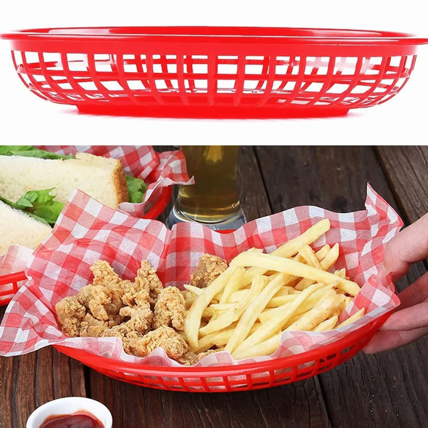 12 sztuk koszyków na pieczywo, owalne kosze na żywność, fast food, talerze na przekąski, francuskie frytki, kosz na chipsy, nadają się do hamburgerów, frytek i hot dogów