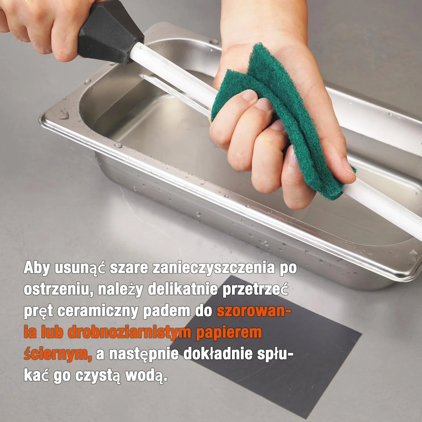SHARPAL 118H Profesjonalna ostrzenie ceramiczne, pręt stalowy, kij do noży kuchennych z nasadką zapobiegającą łamaniu, zintegrowana prowadnica kątowa, ziarnistość 3000