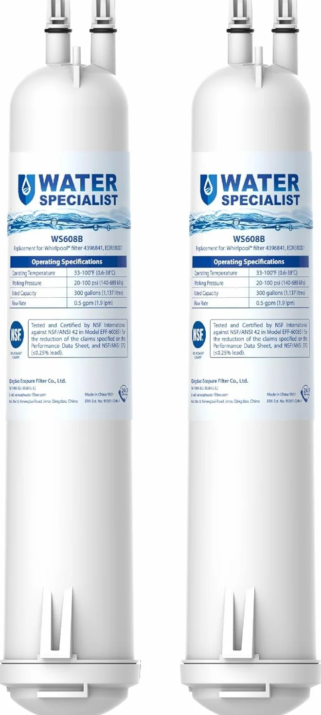 Waterspecialist EDR3RXD1 filtr do wody, zamiennik dla 4396841, Everydrop® Filter 3, 4396710, Kenmore® 46-9083, 46-9030, WS608 filtr wody do lodówki, 2 filtry