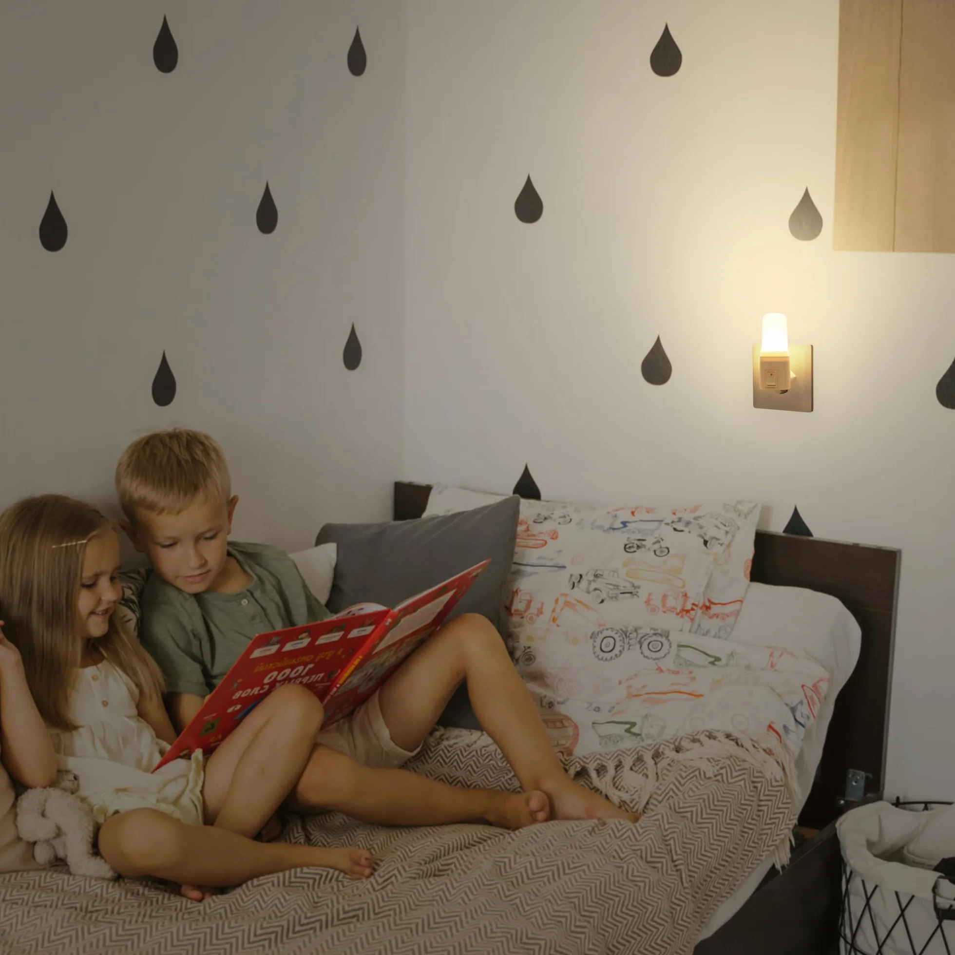 Lampka nocna do gniazdka cylindryczna 1 szt., 1W 3000K ciepłe światło, bezpieczna dla osób starszych