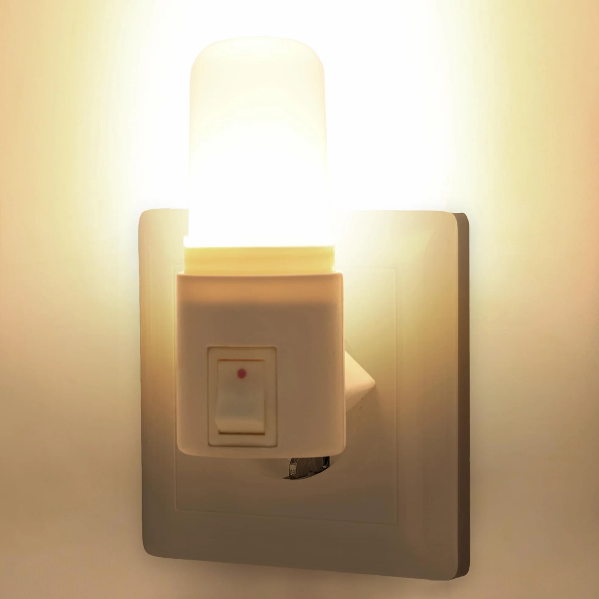 Lampka nocna do gniazdka cylindryczna 1 szt., 1W 3000K ciepłe światło, bezpieczna dla osób starszych