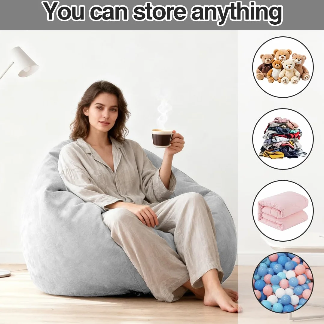 Bean Bag Chair worek do siedzenia 100 x 120 cm XL duży pokrowiec bez wypełnienia