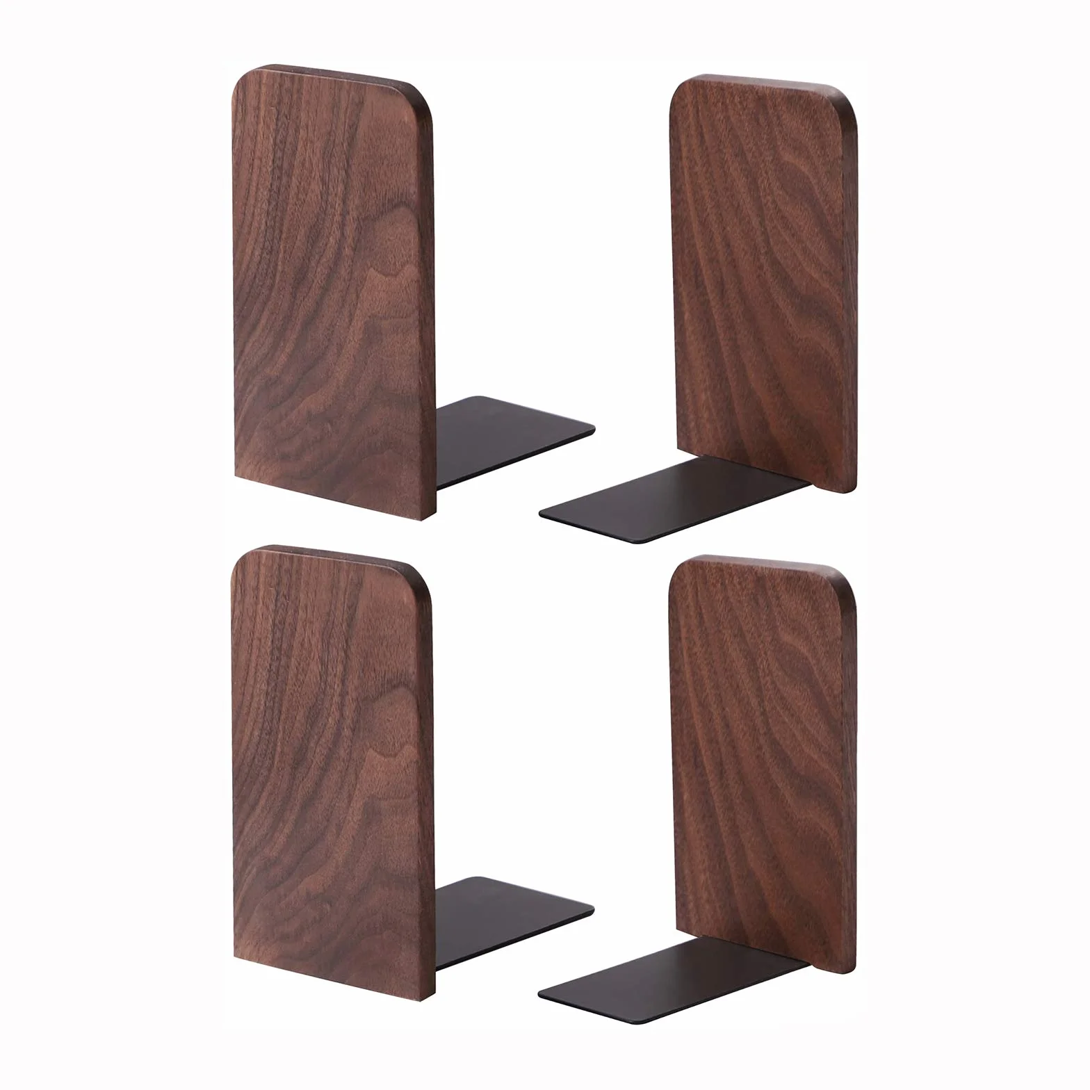 Muso Wood Końcówki do książek, drewniane podpórki do książek, 2 pary, dekoracyjne końcówki do książek na półki - solidny stojak na książki na prezent, do domu, biura, szkoły, 13 x 10,8 x 8 cm (drewno