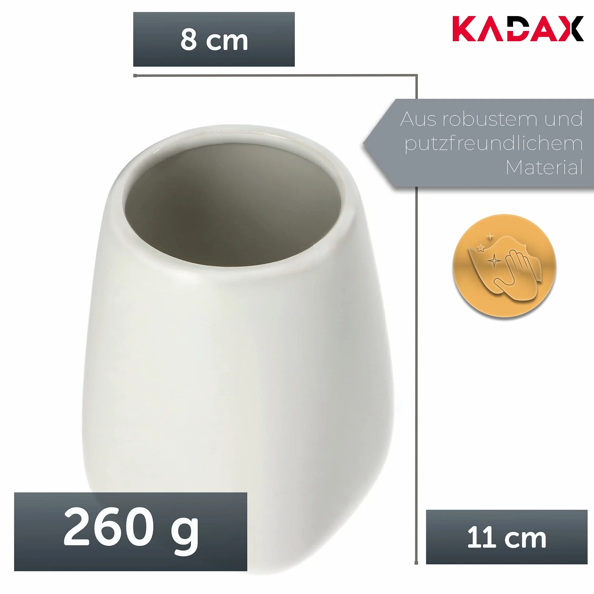 KADAX Kubek łazienkowy ceramiczny kremowy matowy odporny na wilgoć