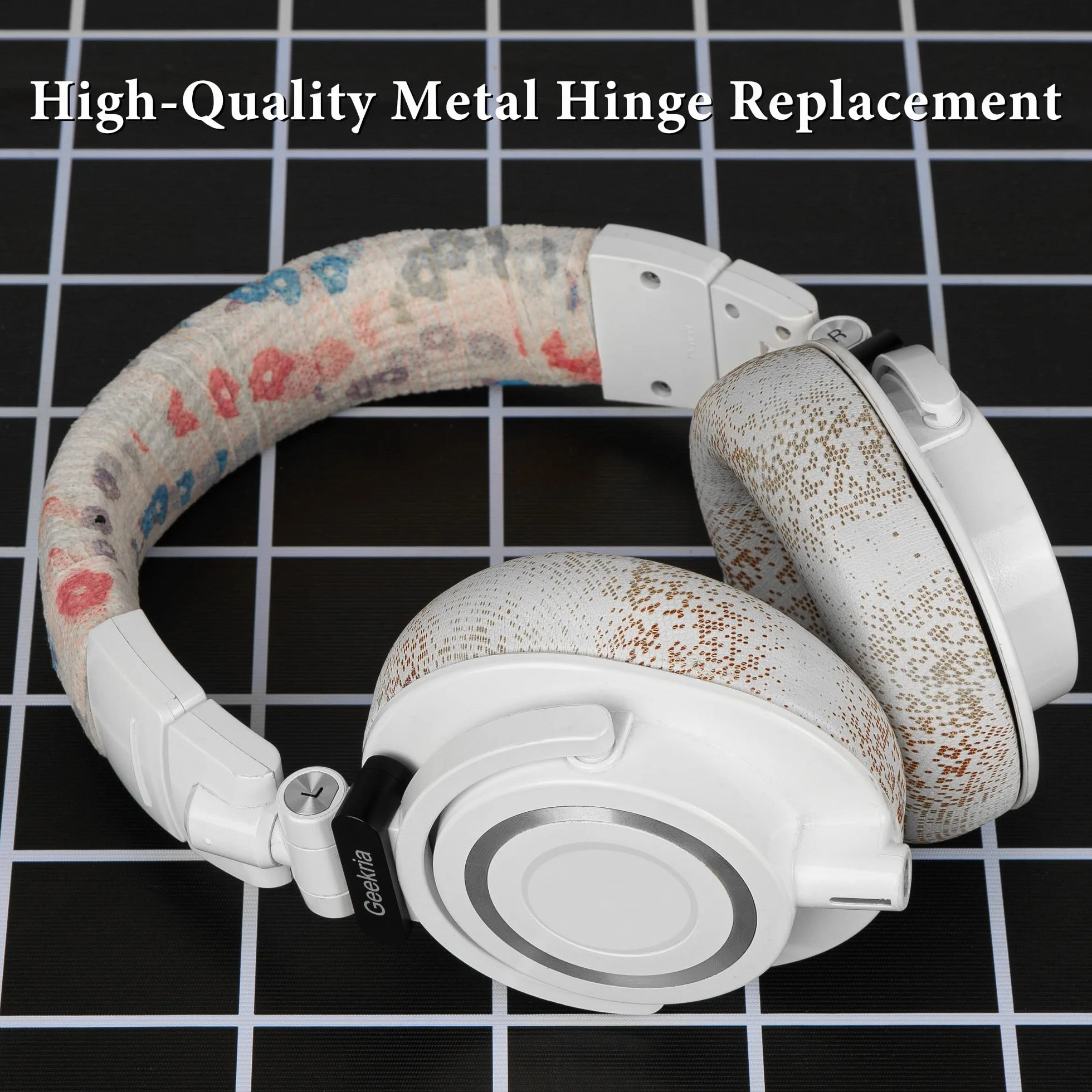 Geekria 1 para metalowych opasek na głowę do mocowania zawiasów kompatybilny z Audio-Technica ATH-M50x, M50xBT, M50xGM, M50xBB, M50xPB, M50xWH zamienniki słuchawek, części naprawcze zestawu