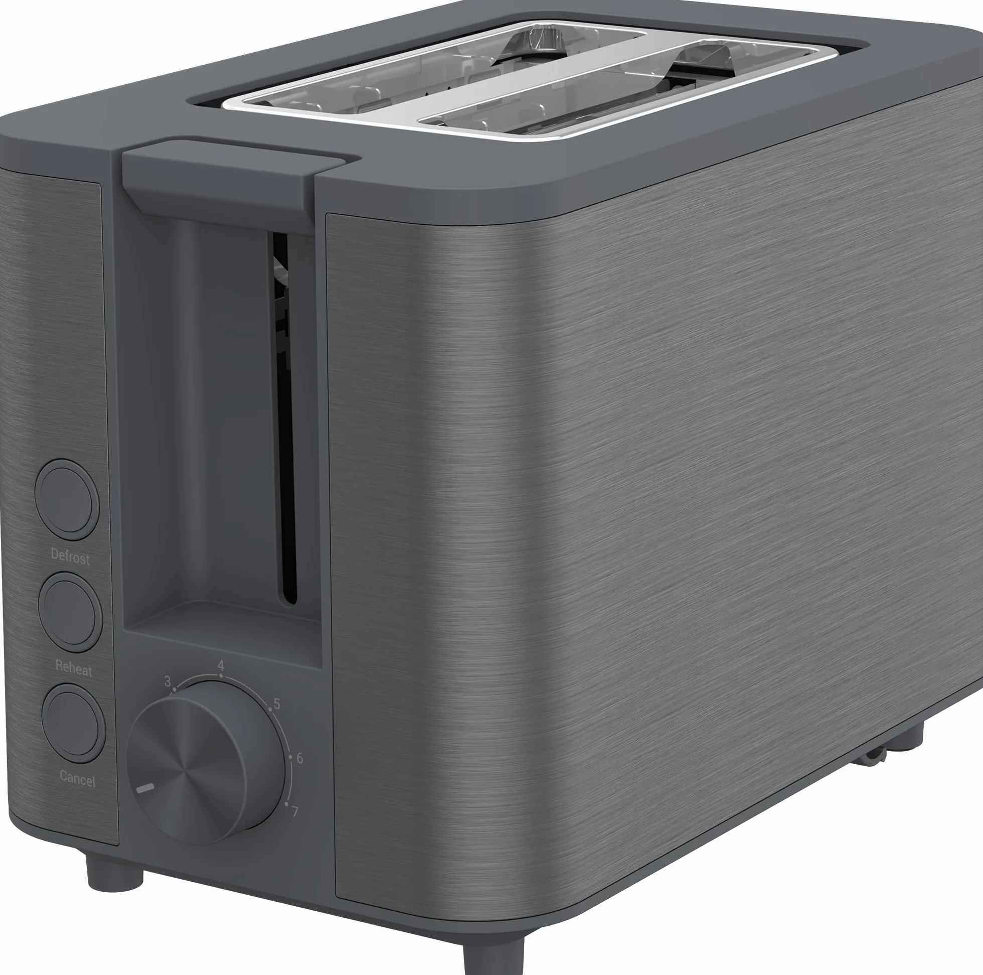 Grundig TA 7340 toster, moc 950 W, automatyczna funkcja pop-up i centrowanie chleba, zmienny stopień opiekania, wyjmowana szuflada na okruchy, 2 przegródki do pieczenia, zwijanie kabla, Dark Inox