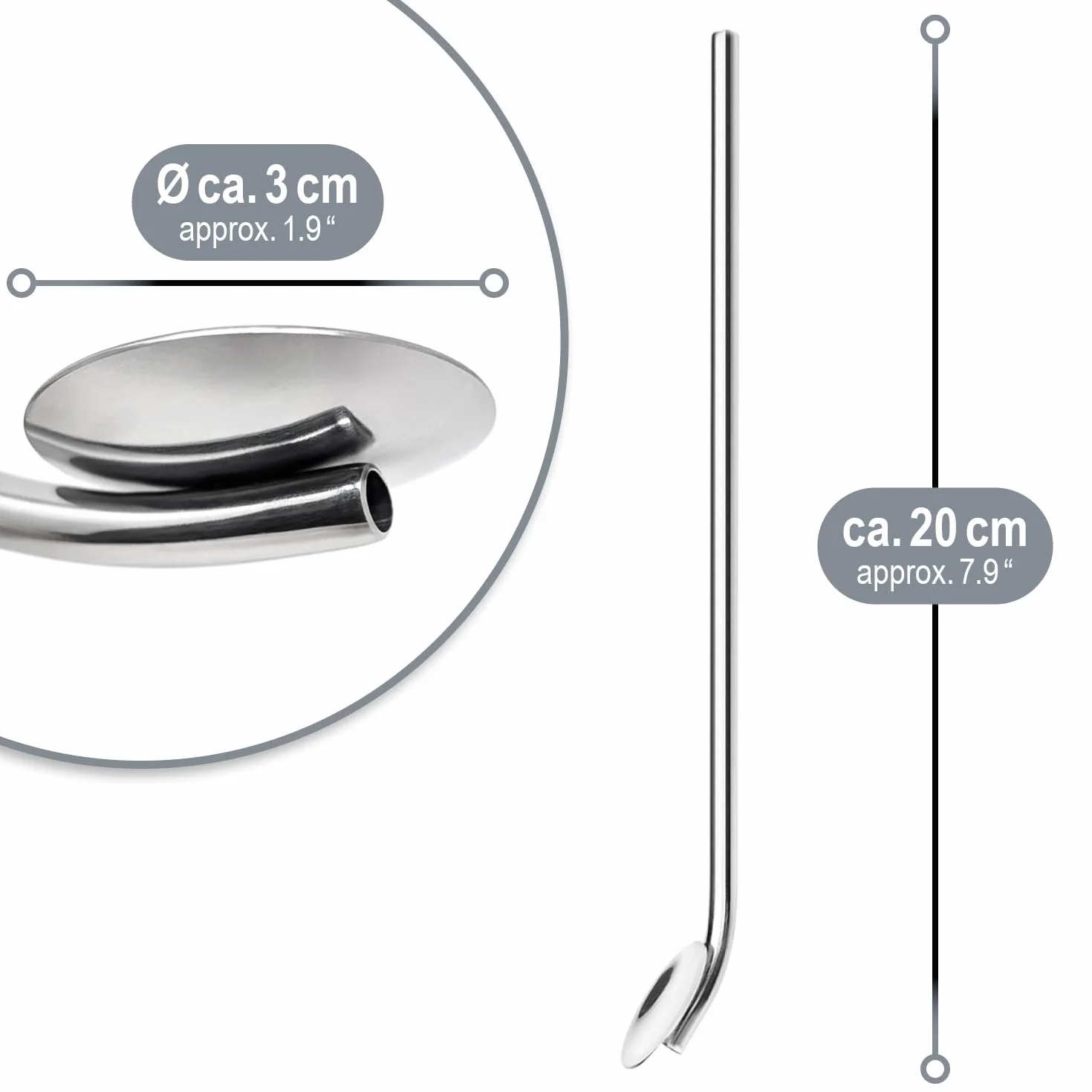 COM-FOUR® 10x lyzeczki ze slomka do picia ze szczoteczka do czyszczenia - lyzki ze slomka ze stali nierdzewnej - slomka do picia z lyzeczka do mieszania - wielokrotnego uzytku (Lyzki ze stali nierdzewnej - 10 sztuk)