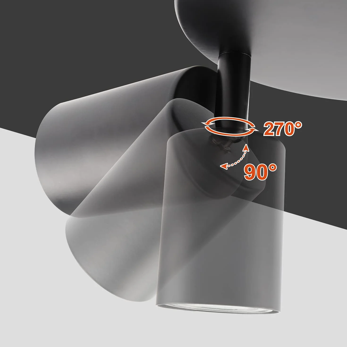 da LIGHT Lampa sufitowa LED z 3 żarówkami, obrotowa, obracana, lampa sufitowa GU10 (bez żarówki), retro, vintage, 230 V, czarna, do salonu, sypialni, kuchni