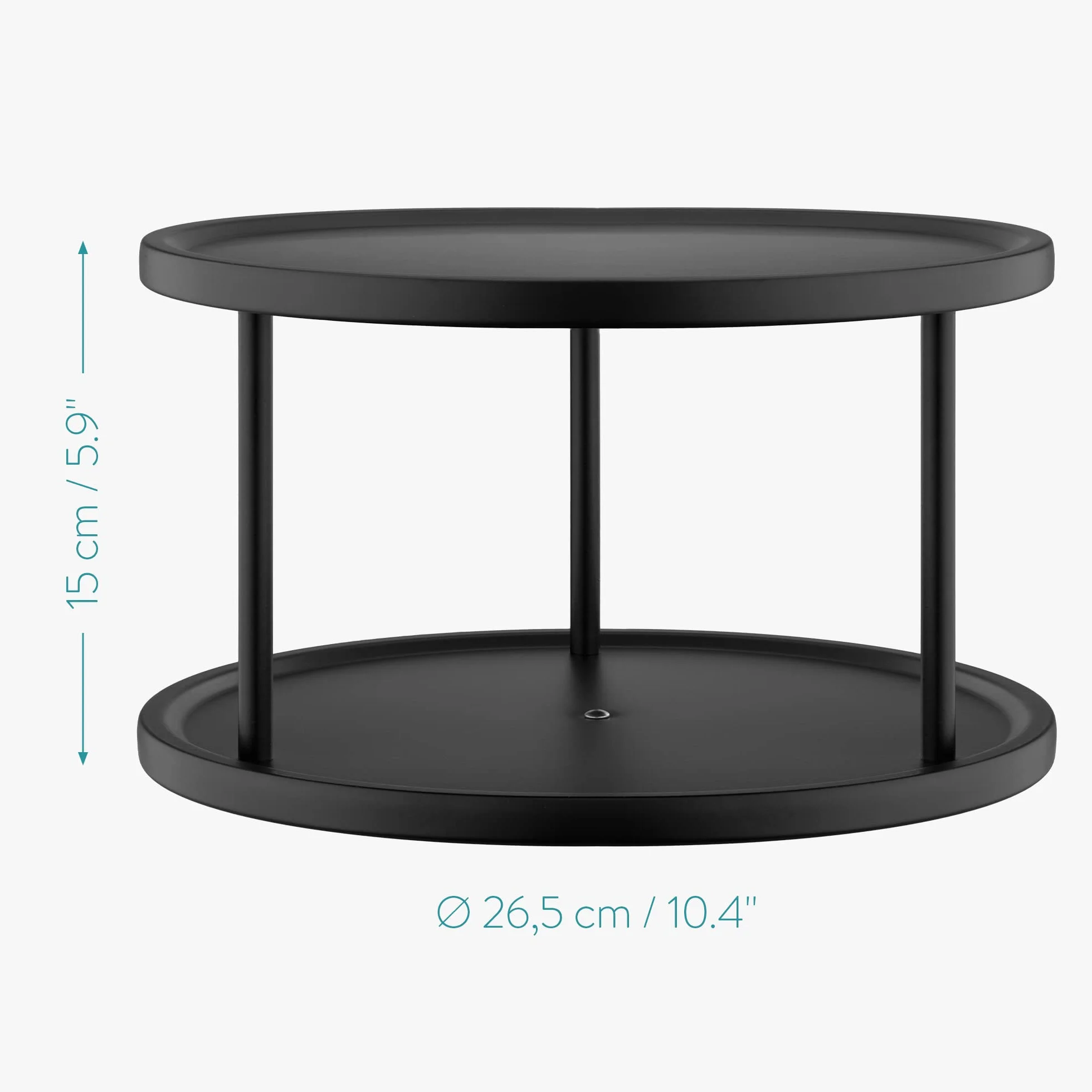 Navaris 2-stopniowa obrotowa taca - talerze obrotowe 360° - nowoczesny organizer kuchenny - 2 półki na przyprawy - 2 sztuki Lazy Susan - Ø26,5 cm czarny