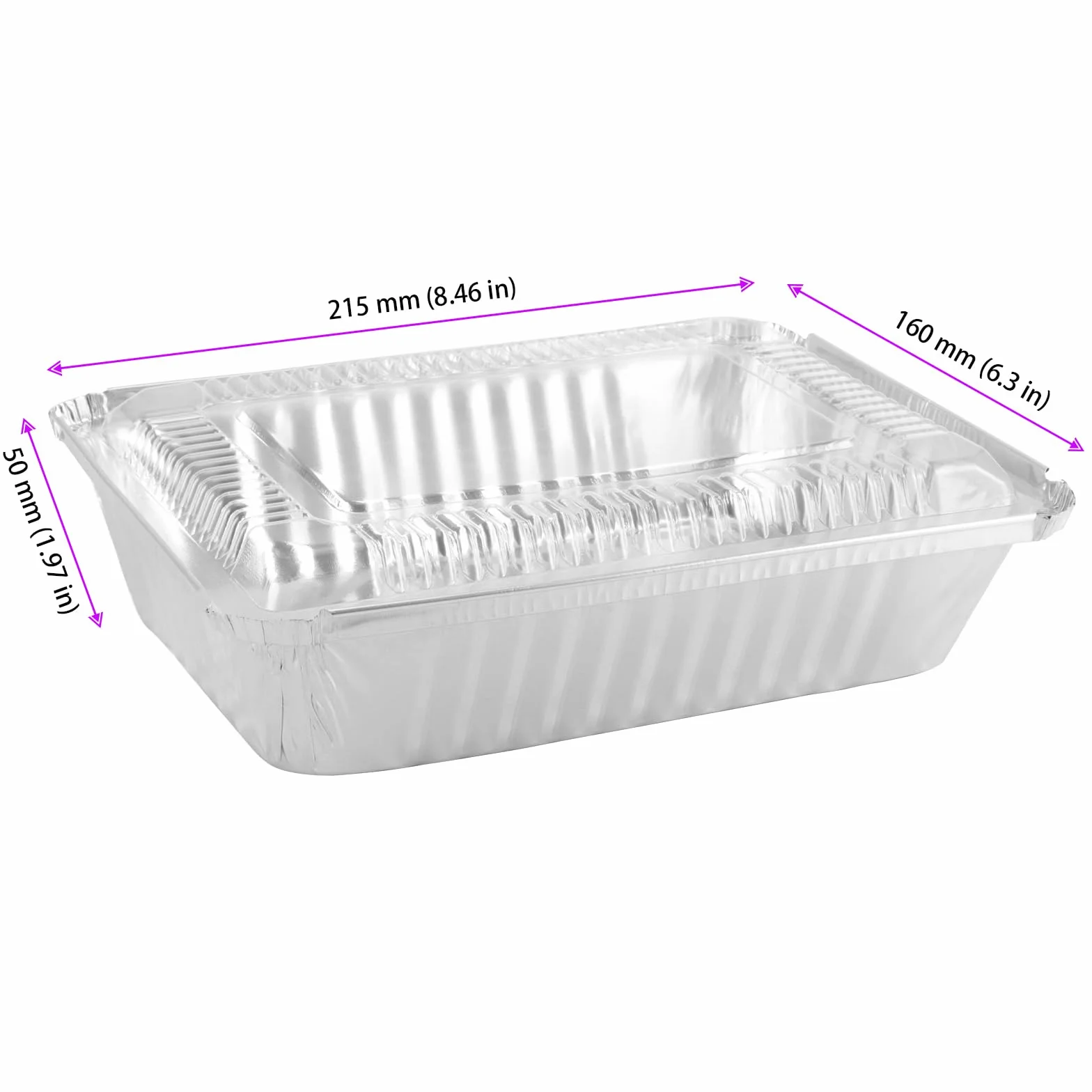 FUNSUEI 125 szt. 22 x 16 x 5 cm aluminiowe miski jednorazowe z przezroczystą pokrywką, 1000 ml, aluminiowe miski do grilla, z folii aluminiowej, tacki do grilla, aluminiowe tacki ociekowe, tacki do