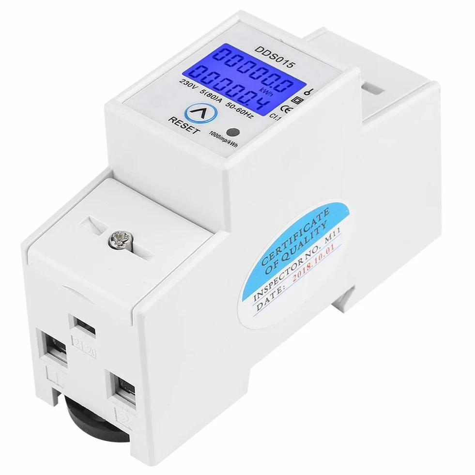 Jednofazowy licznik energii DDS015 Licznik na szynę DIN 230V 50HZ 5-80A