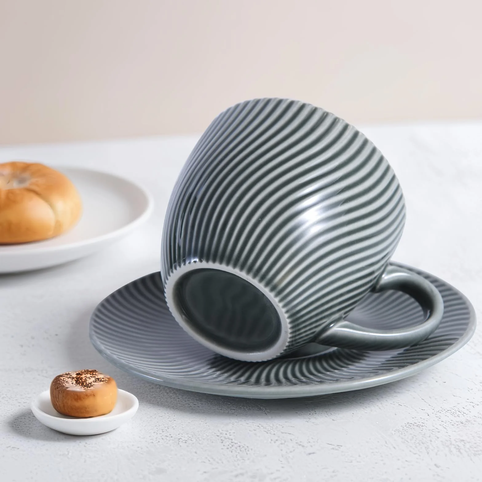 Yundu Zestaw Filiżanek Ceramicznych 228 ml 4 Sztuki do Kawy Cappuccino Espresso Herbaty