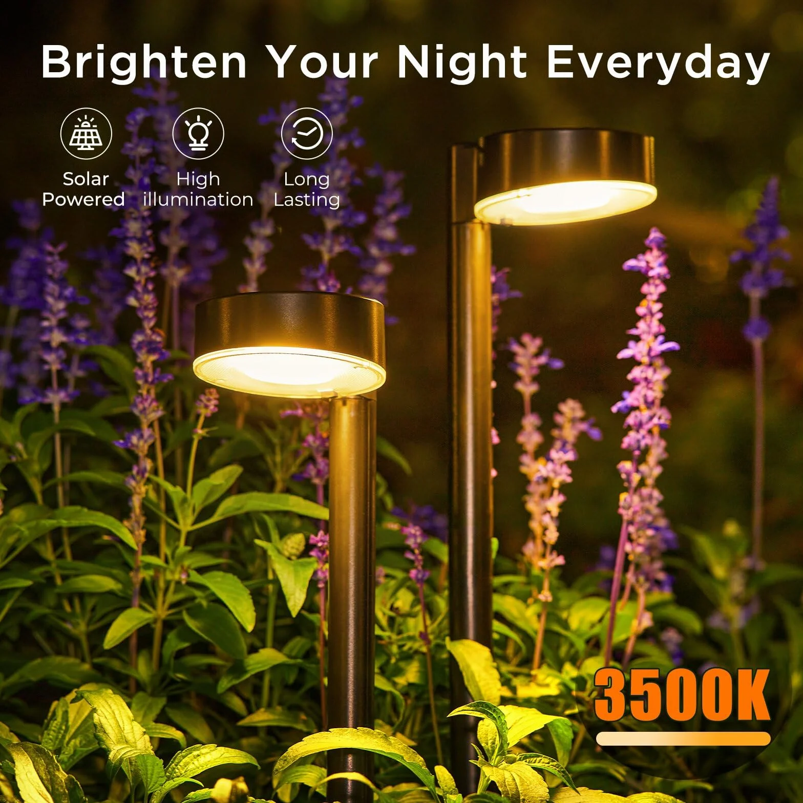 BUCASA Lampy solarne do ogrodu, 6 x 12 diod LED, jasne lampy solarne do użytku na zewnątrz, z dłuższym czasem pracy, wodoszczelność IP65, solarne lampy ogrodowe, dekoracja na trawnik, taras, podwórko
