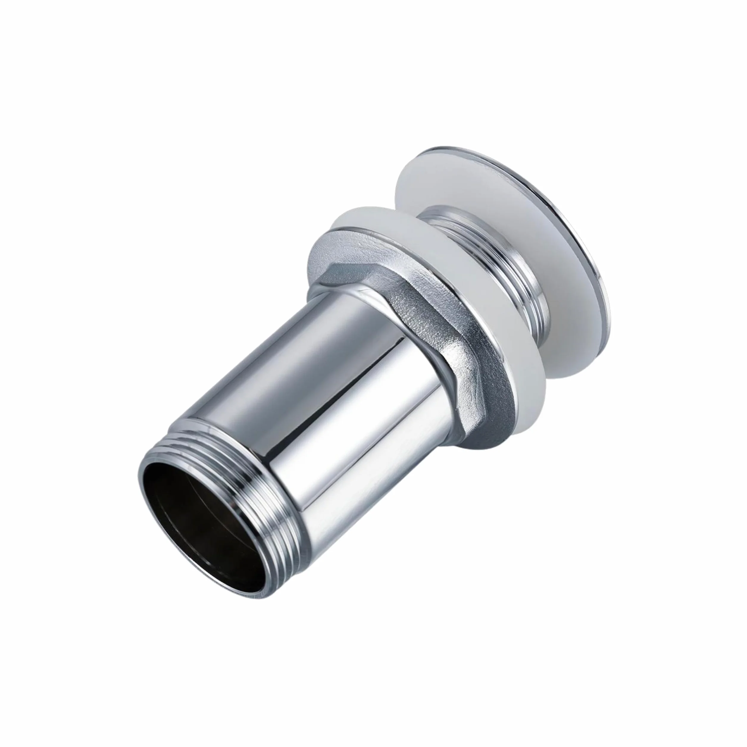 Mosiężny Korek Uniwersalny do Zlewu - Zawór Push-Open 66 mm x G1 1/4 - Korek do Zlewu Push-Open - Korek do Zlewu bez Przelewu - 4 Uszczelki, Klik C - Chrom