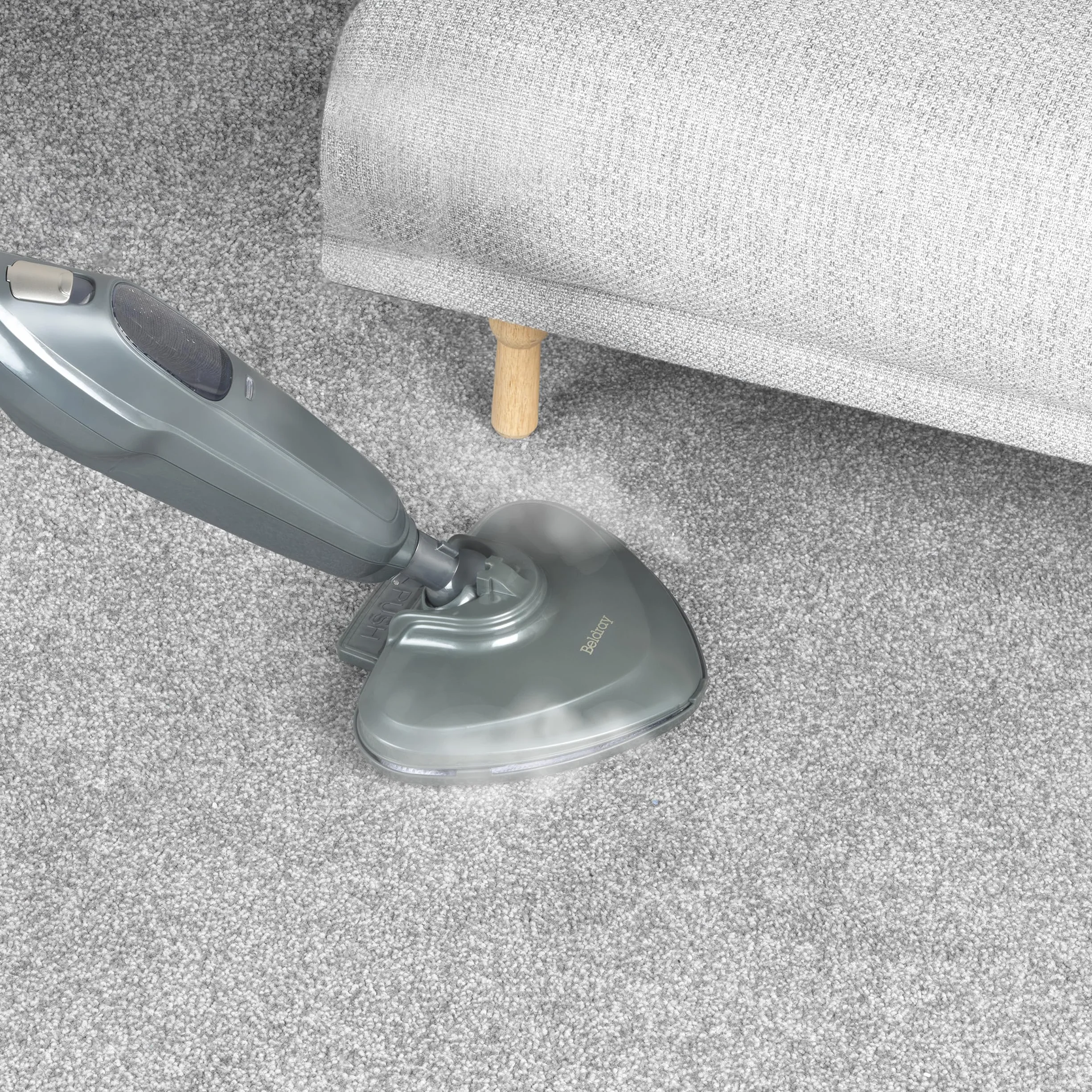 Beldray Clean & Refresh Myjka Parowa, Mop Parowy, Czyszczenie Bez Chemii, Głowica do Rogów, Szybkie Nagrzewanie, Zbiornik 350 ml, Dywan, Laminat, Drewno, Plytki, 1300W
