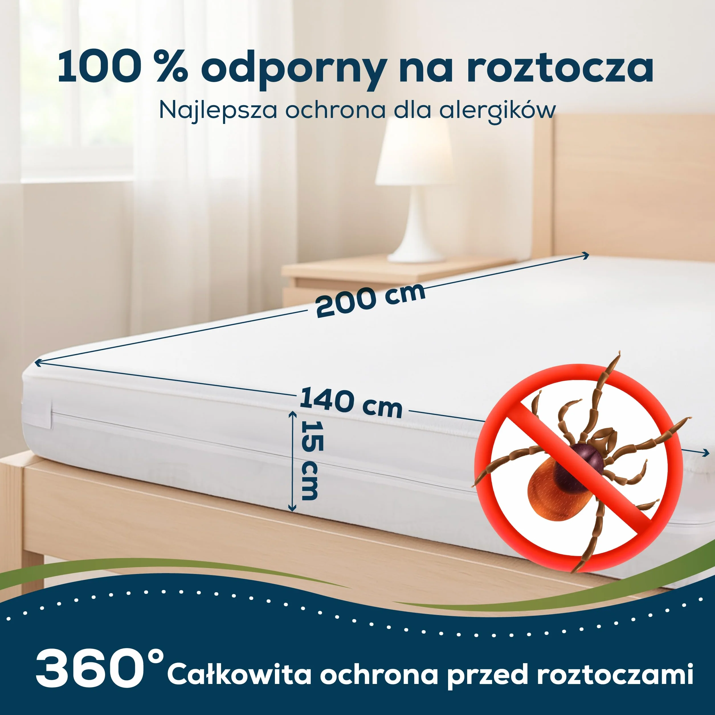 Sensalou Pokrowiec na Materac Wodoodporny i Antyalergiczny przeciw Roztoczom i Pluskwom, Ochraniacz Materaca dla Alergików, Miękka Frotte z Zamkiem (140 x 200 cm, 20 cm)
