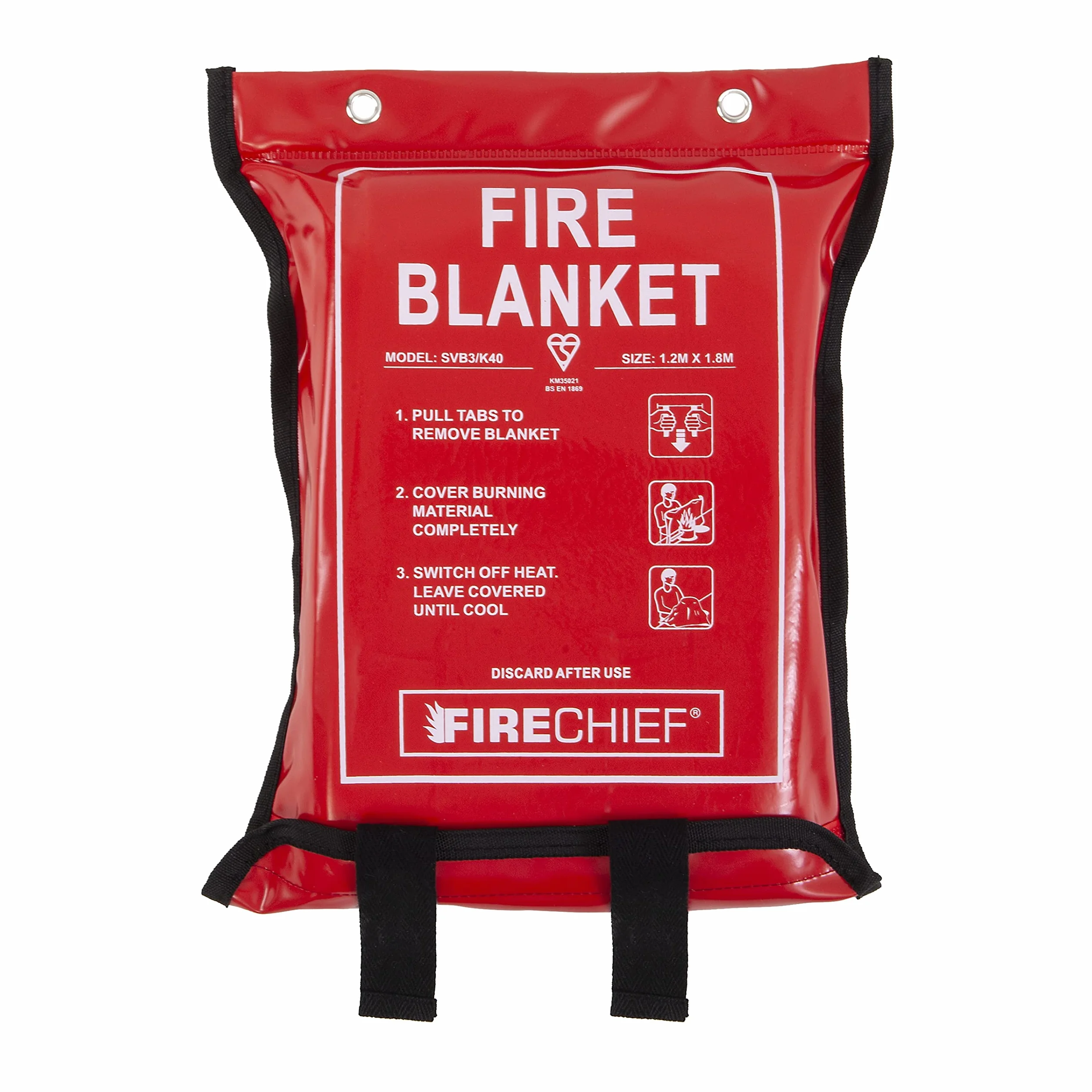 Firechief Kitemarked budżet ogień koc | Duży koc ogniowy (1,2 m x 1,8 m) | Nadaje się do użytku w domu (kuchnia, biuro, garaż)
