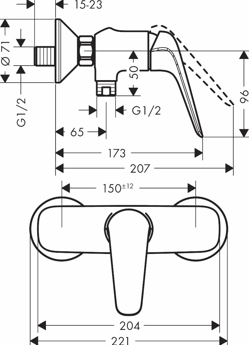 hansgrohe Novus Jednouchwytowa bateria prysznicowa, montaż natynkowy chrom, 71060000