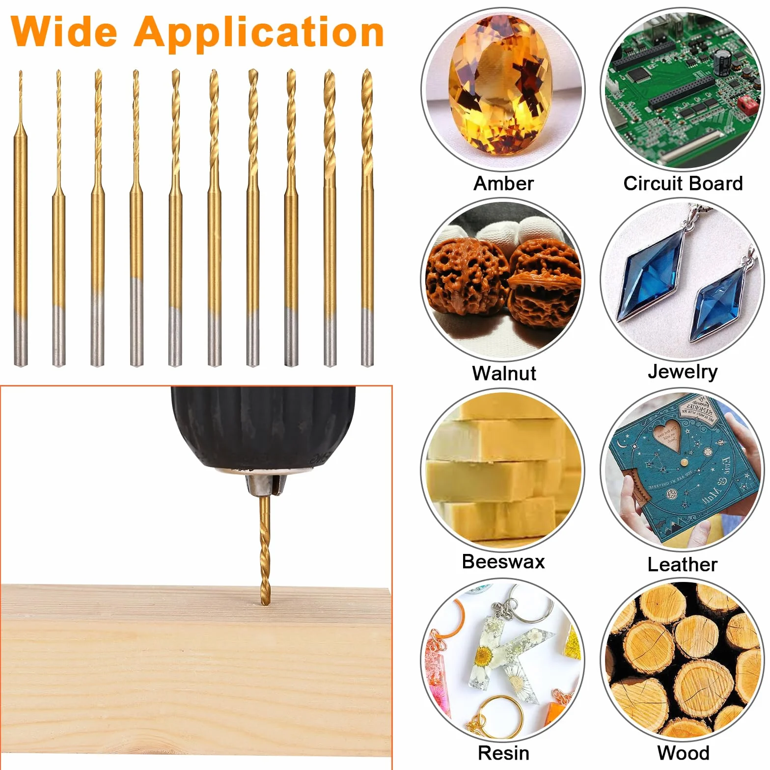 Uolor 10 sztuk mini wiertła spiralne 0,6 mm-2,2 mm HSS 2,35 mm wiertła z powłoką z węglika tytanu narzędzie do wiercenia do żywicy biżuteria bursztyn płyta