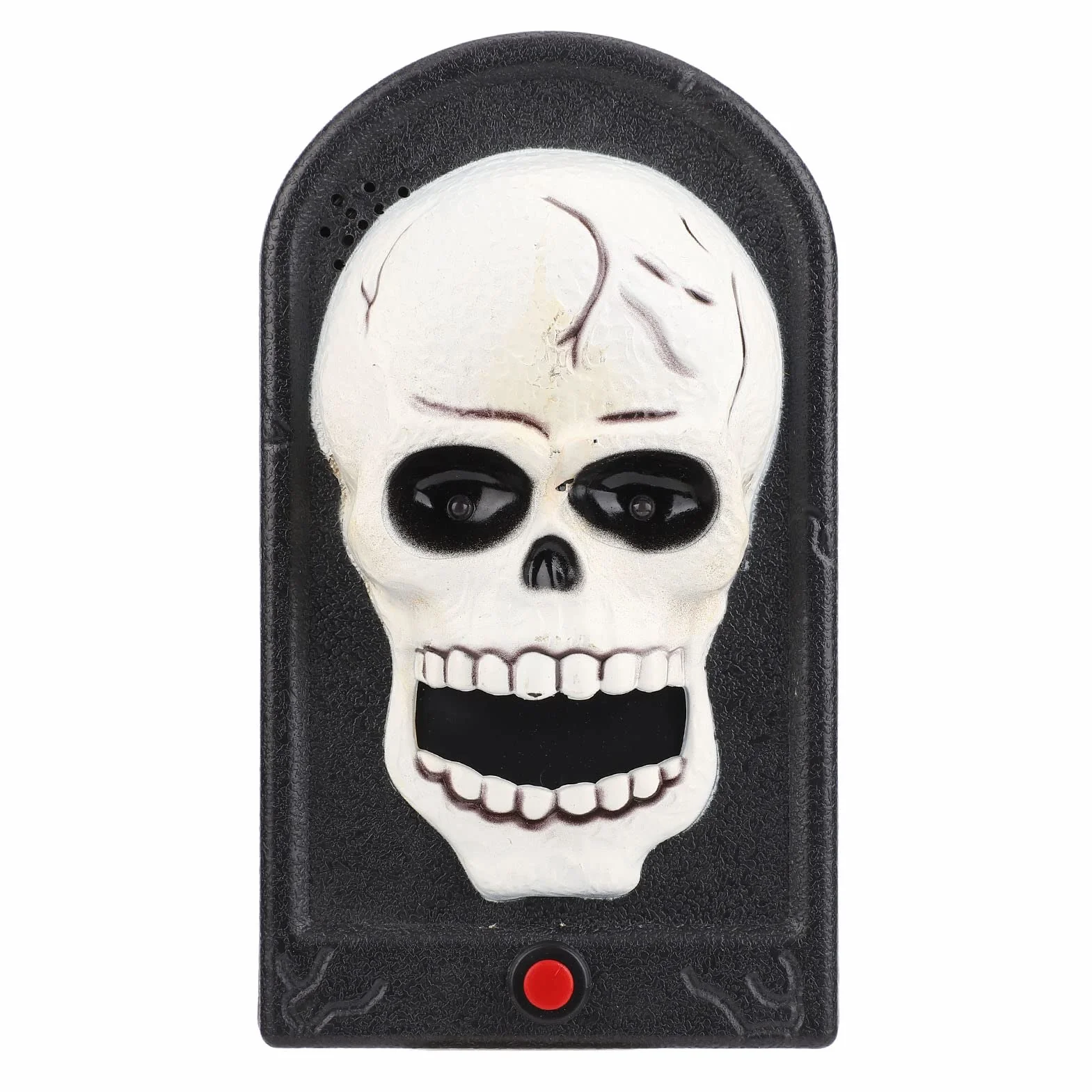 Upiorny dzwonek do drzwi wystający język kryty wystrój na zewnątrz łatwy w użyciu do nawiedzonego domu Escape Room Halloween dzwonek do dekoracji: Kształt czaszki