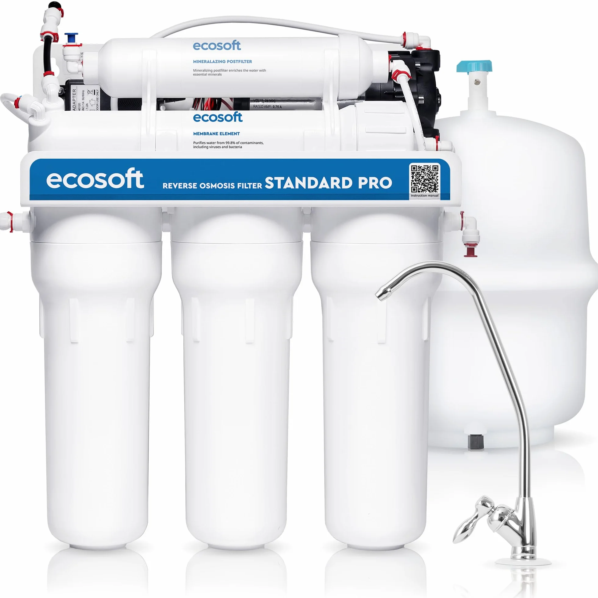 Ecosoft Standard PRO Filtr odwróconej osmozy - ze zintegrowaną pompą, wydajnym oczyszczaniem i łatwą instalacją