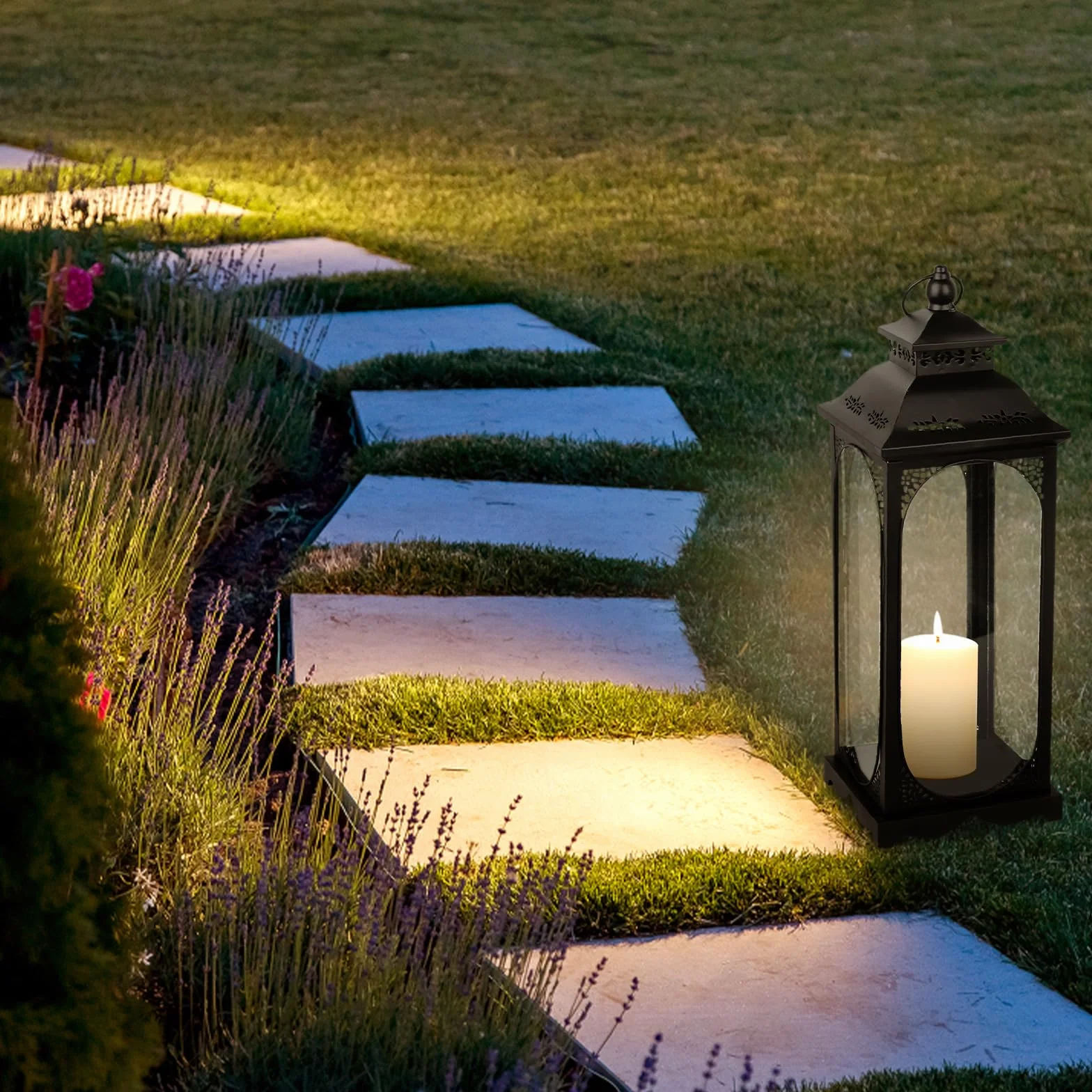 Aolawco 2-częściowy zestaw lampionów ogrodowych, latarnie dekoracyjne, do użytku na zewnątrz i wewnątrz, na balkon i do ogrodu, w stylu retro, dekoracja mieszkania, Boże Narodzenie, Halloween,