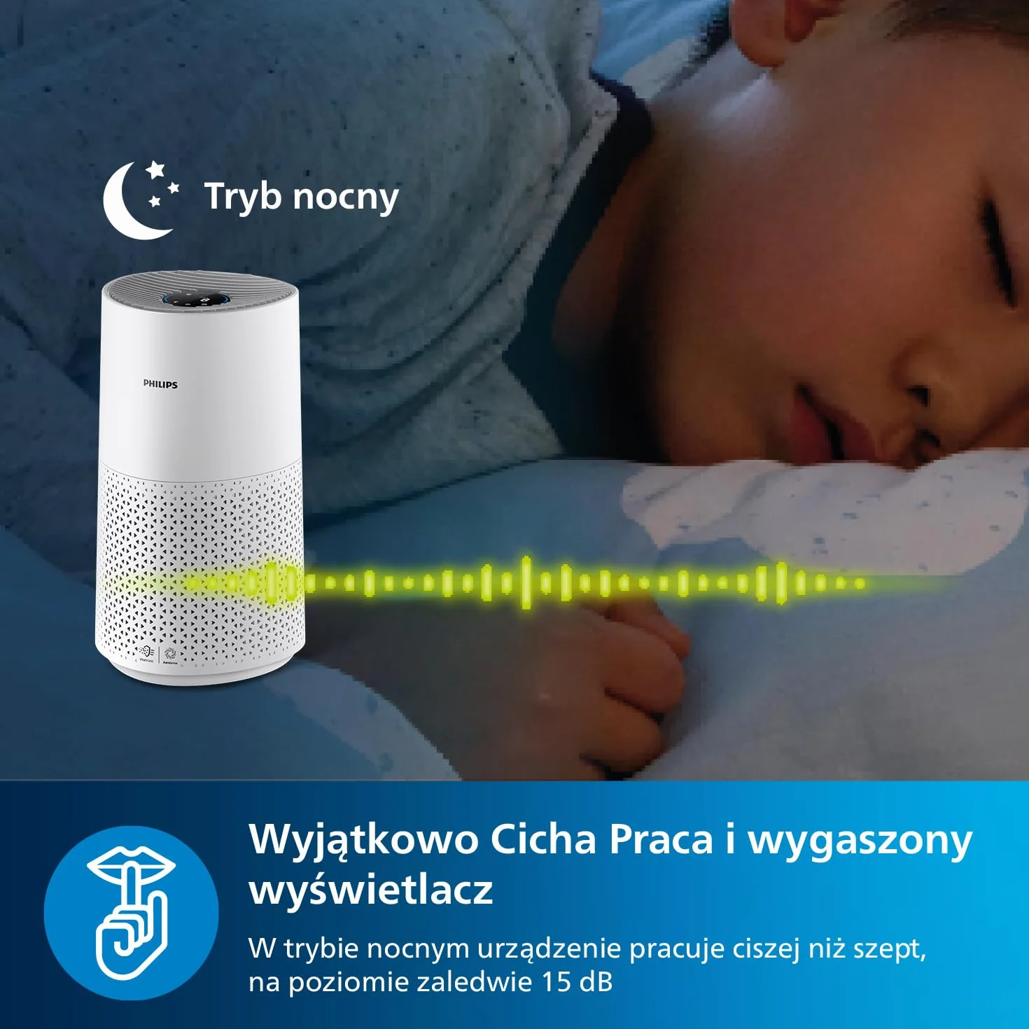Oczyszczacz Powietrza Philips z Serii 1000, Usuwa Zarazki, Kurz i Alergeny w Pomieszczeniach o Powierzchni Do 78 m², CADR 300 m³/h, Tryb nocny (AC1711/10)